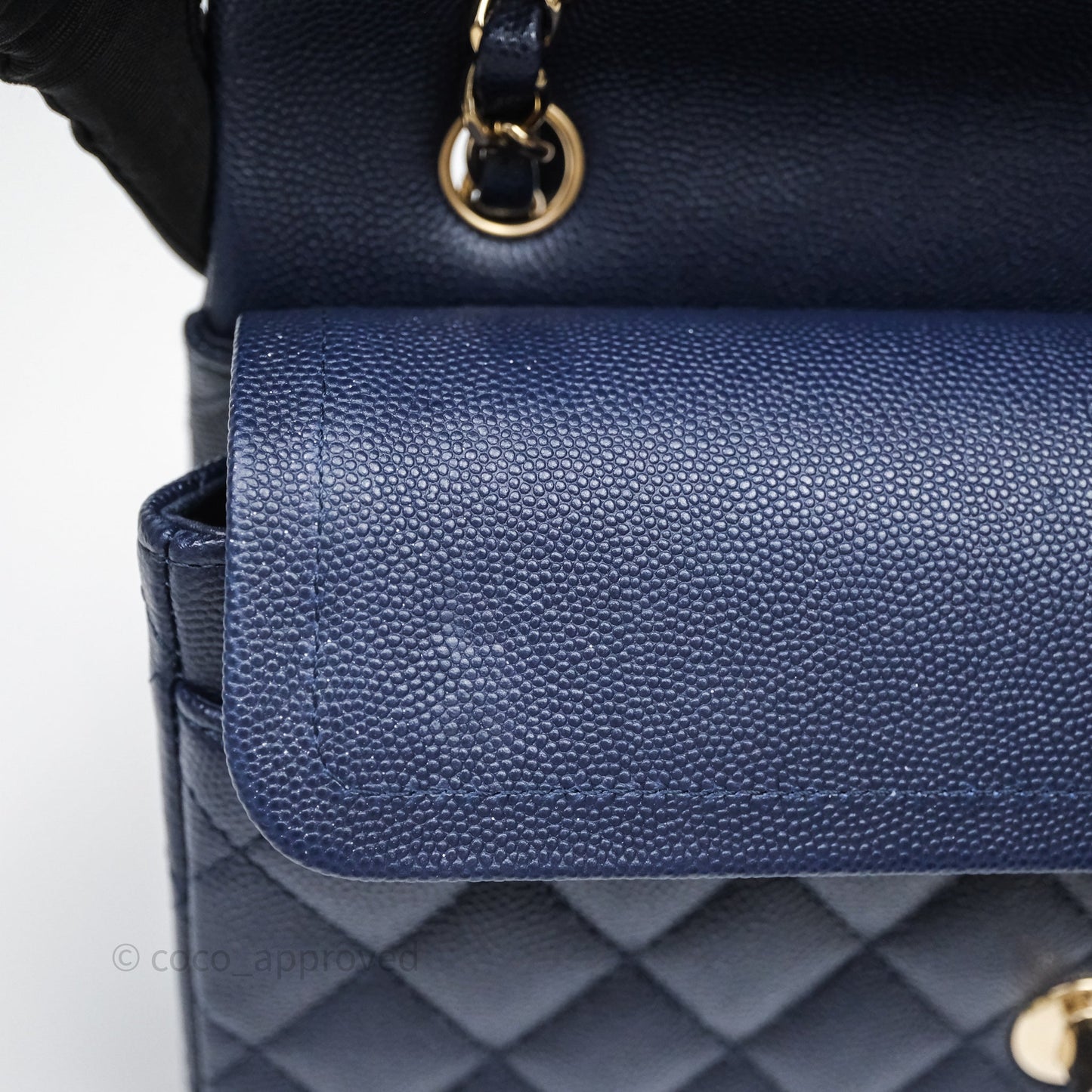 Chanel Small Classic Flap Quilted Navy Caviar Gold Hardware