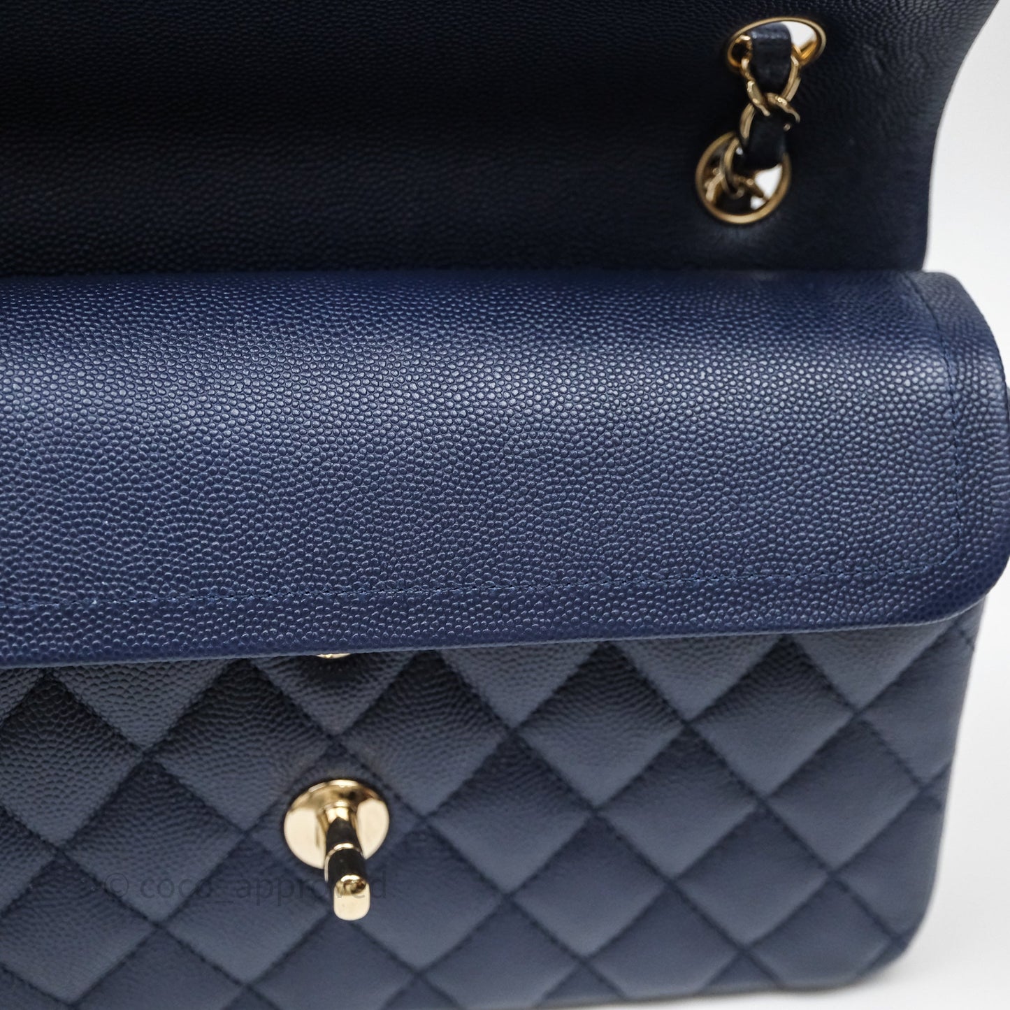 Chanel Small Classic Flap Quilted Navy Caviar Gold Hardware