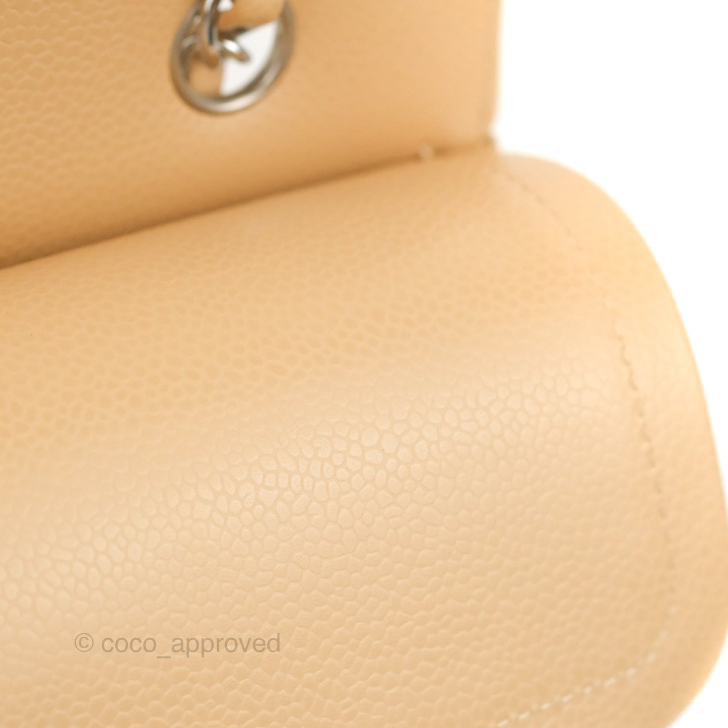 Chanel Classic M/L Medium Flap Quilted Beige Caviar Silver Hardware