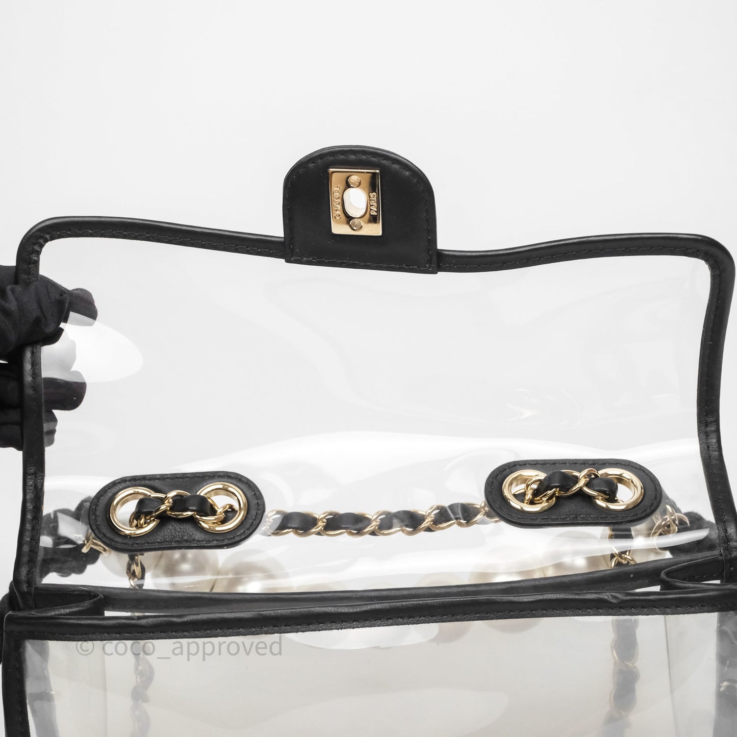 Chanel Medium Sand By The Sea PVC Flap Black Lambskin Gold Hardware