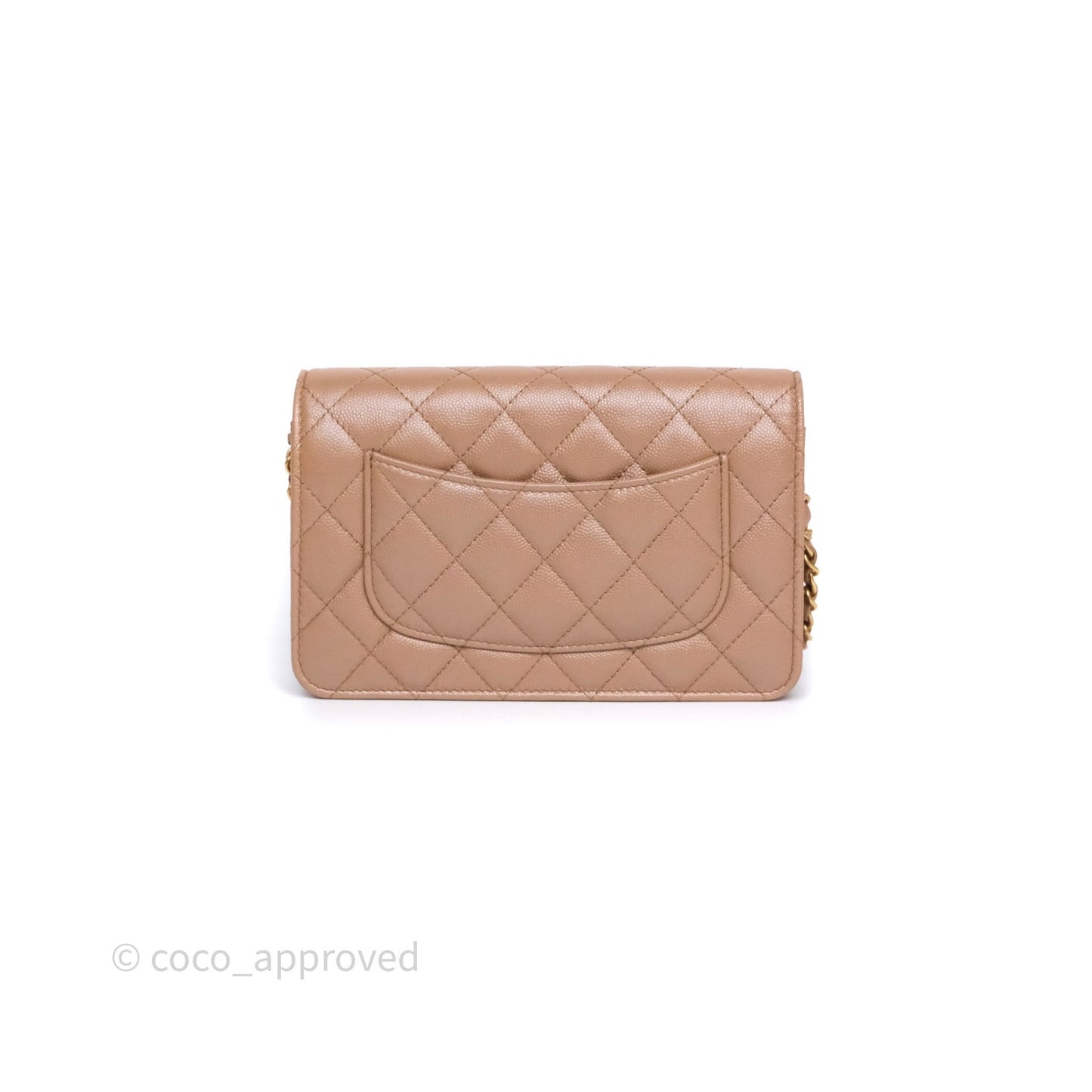 Chanel Wallet On Chain WOC Adjustable CC Chain Beige Iridescent Caviar Aged Gold Hardware
