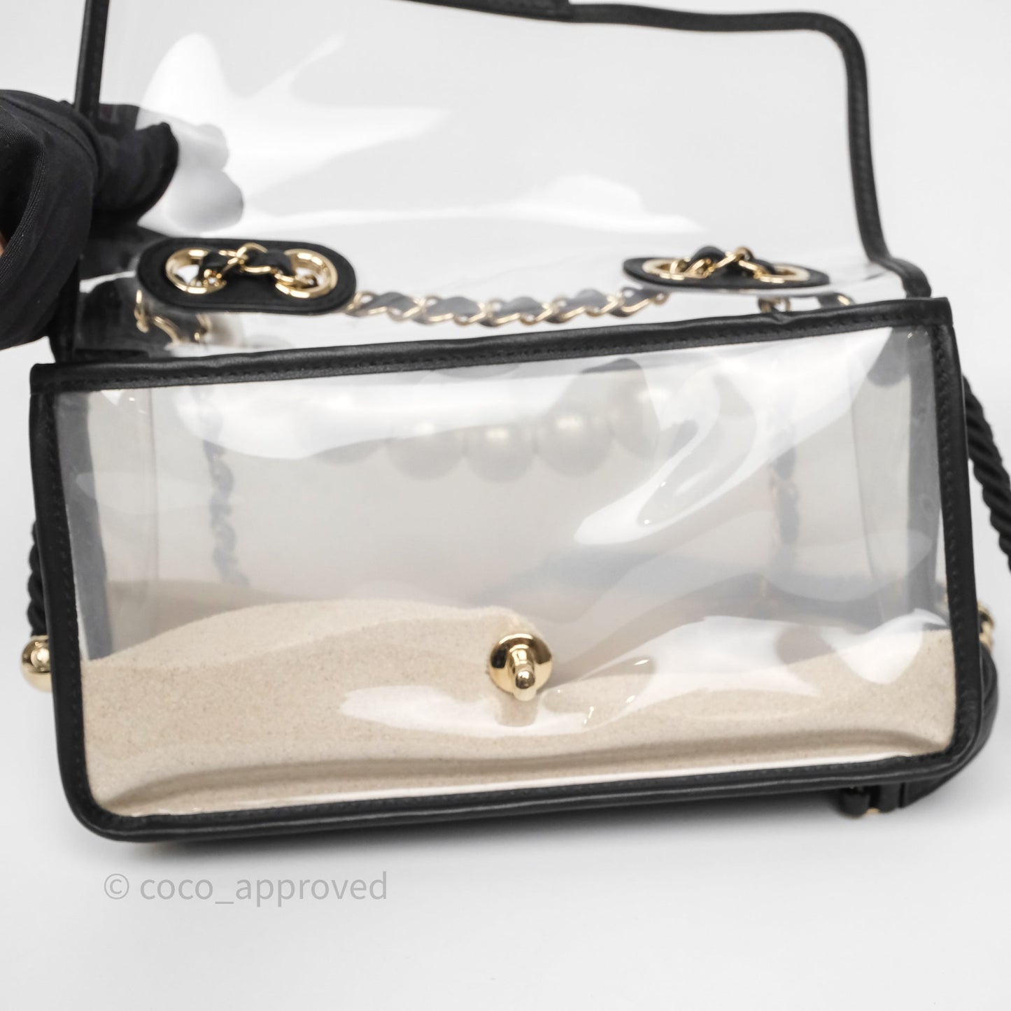 Chanel Medium Sand By The Sea PVC Flap Black Lambskin Gold Hardware
