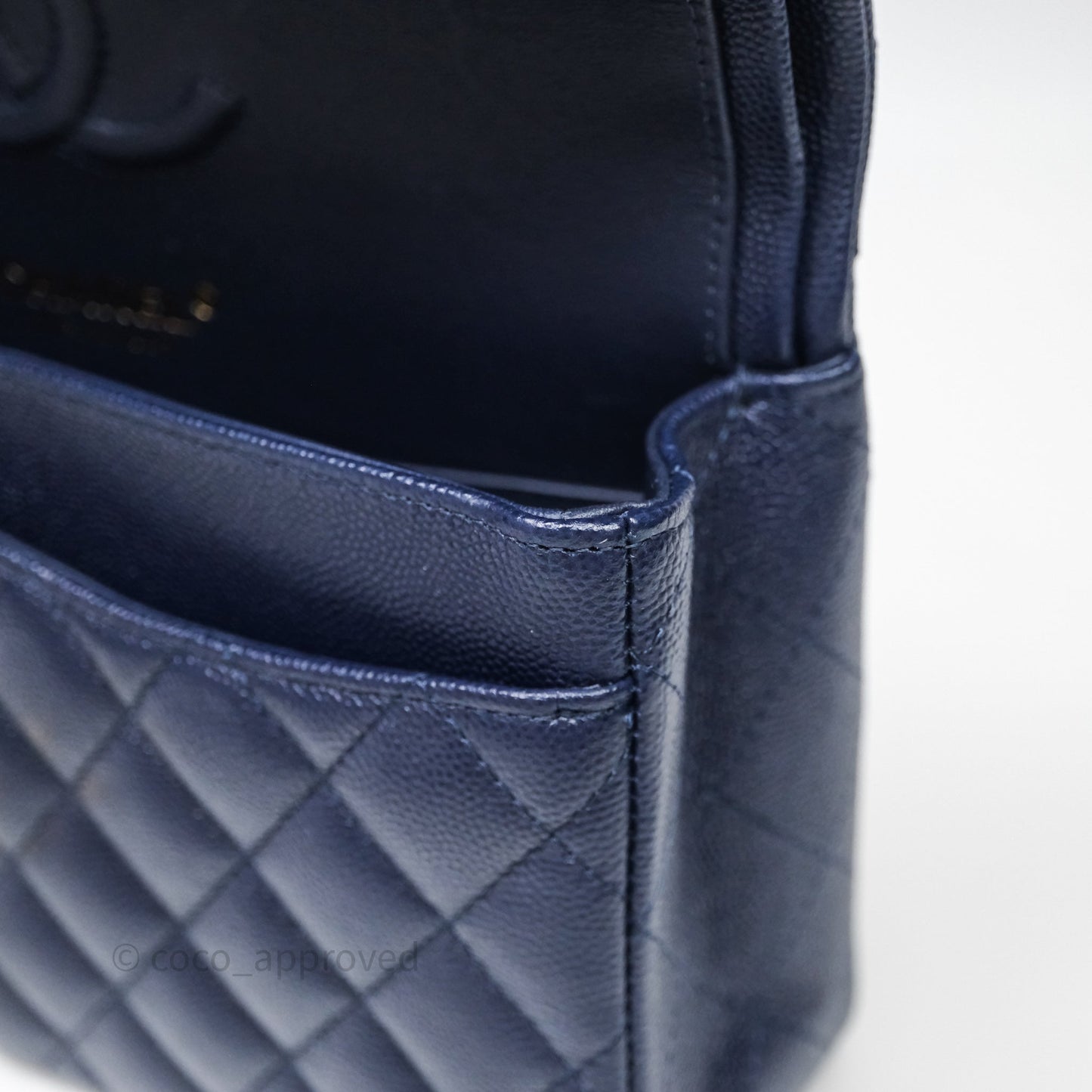 Chanel Small Classic Flap Quilted Navy Caviar Gold Hardware