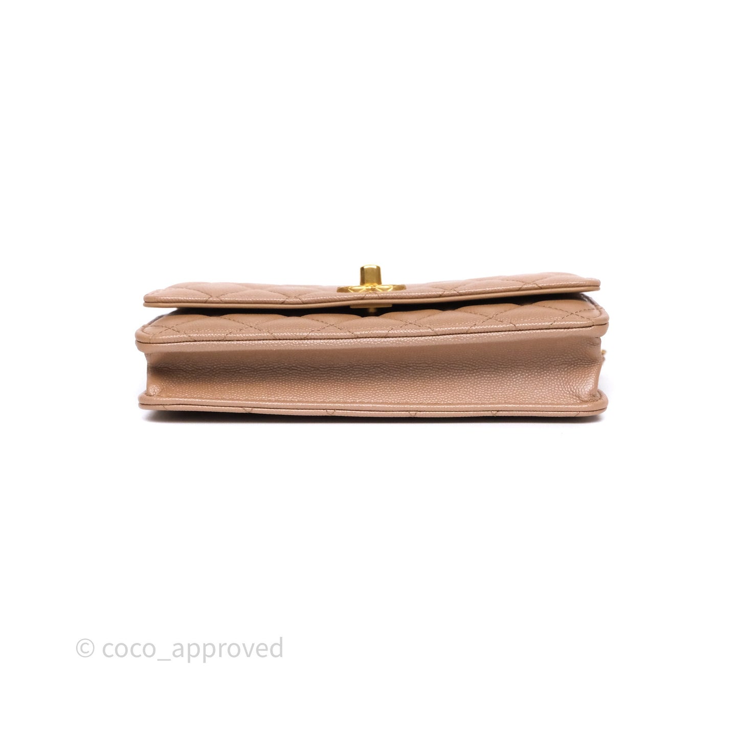 Chanel Wallet On Chain WOC Adjustable CC Chain Beige Iridescent Caviar Aged Gold Hardware