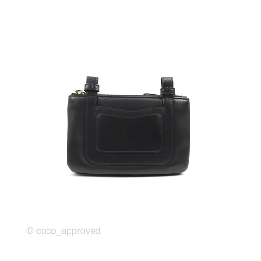 Chanel CC Mania Waist Belt Bag Black Lambskin Gold Hardware