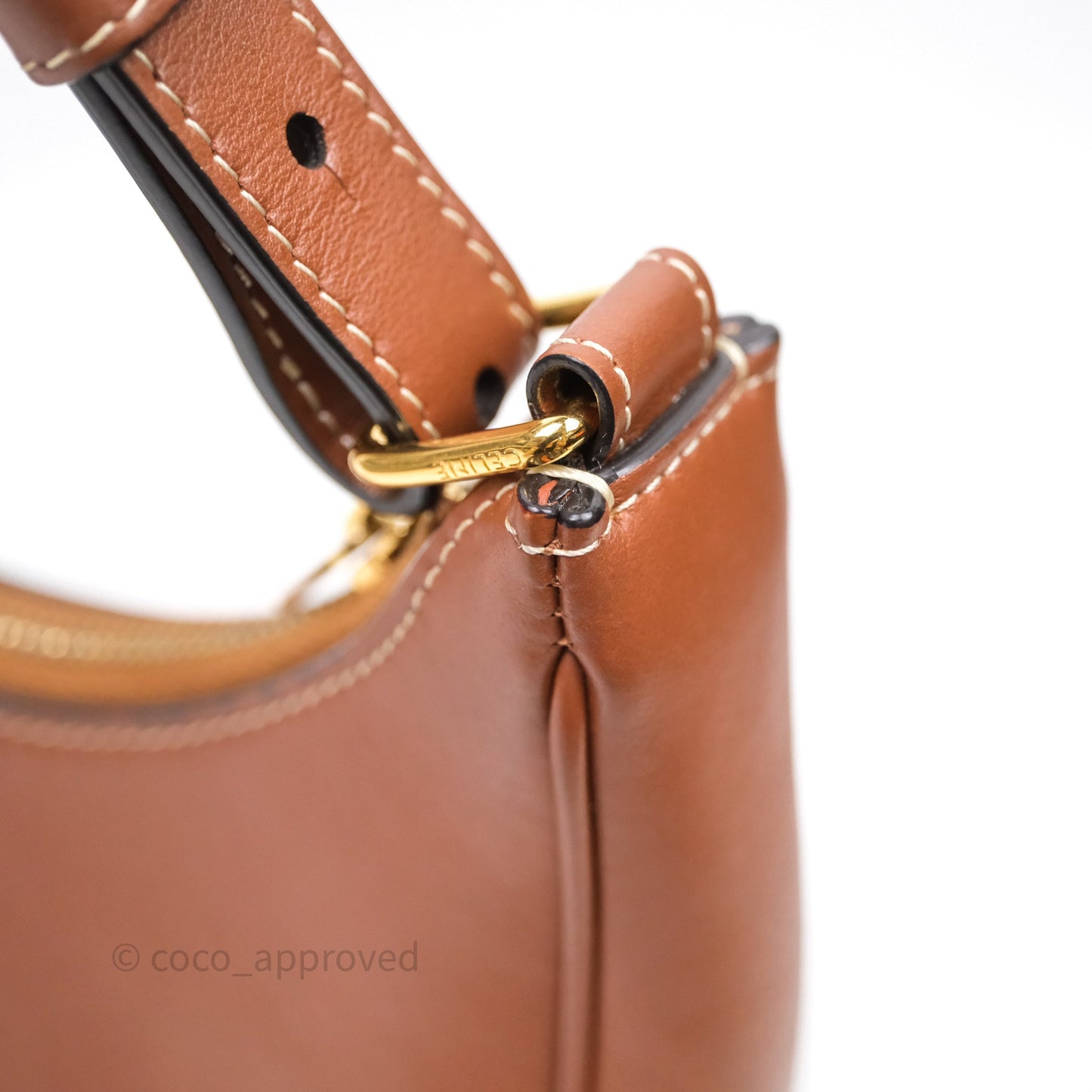 Celine Medium Ava Triomphe Logo Bag Tan Calfskin