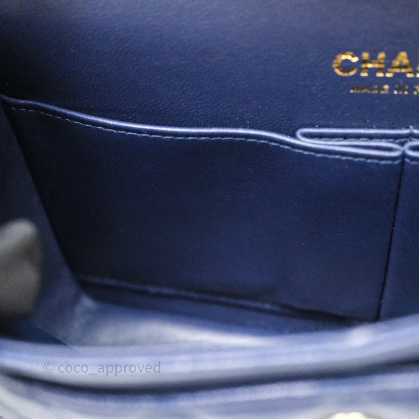 Chanel Small Classic Flap Quilted Navy Caviar Gold Hardware