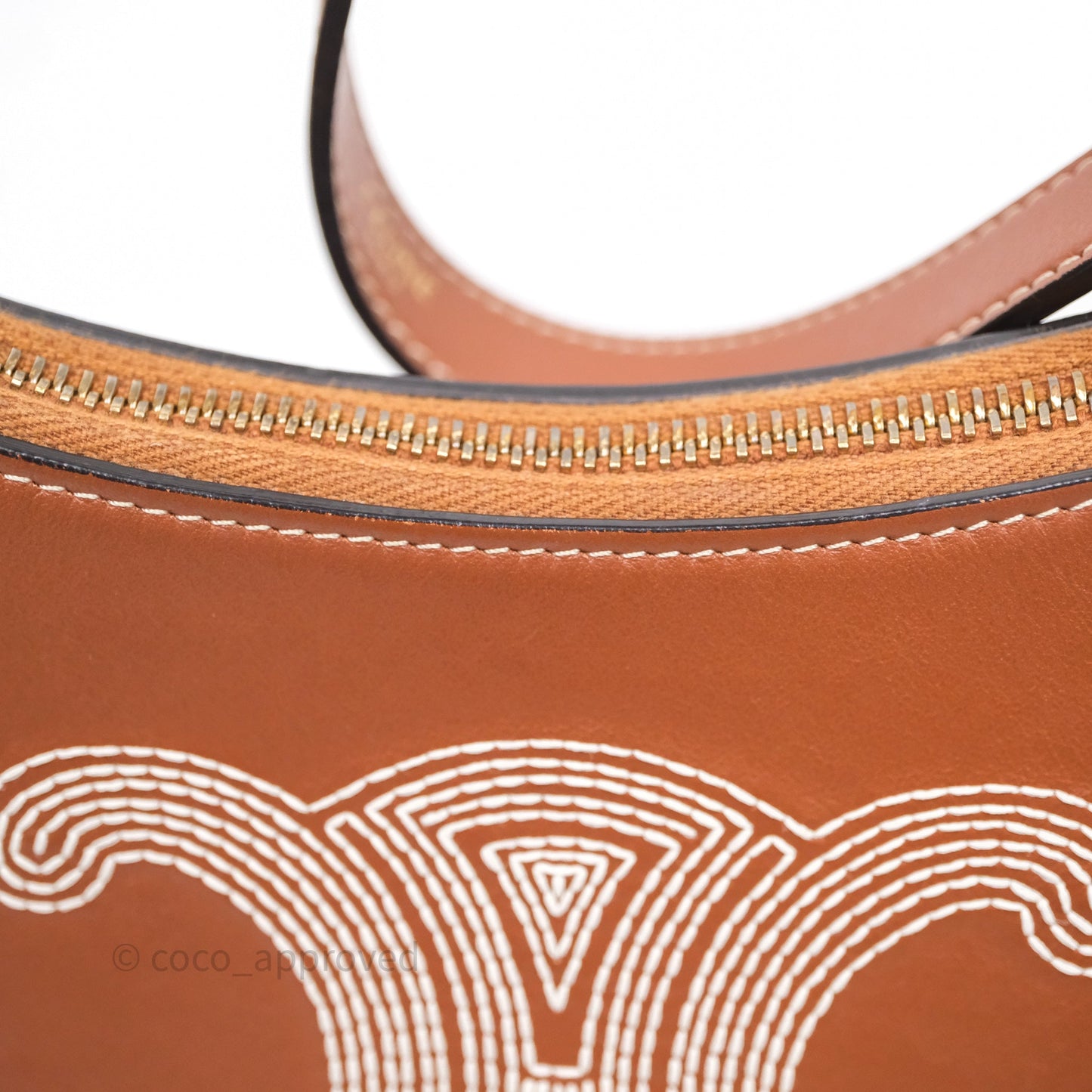 Celine Medium Ava Triomphe Logo Bag Tan Calfskin
