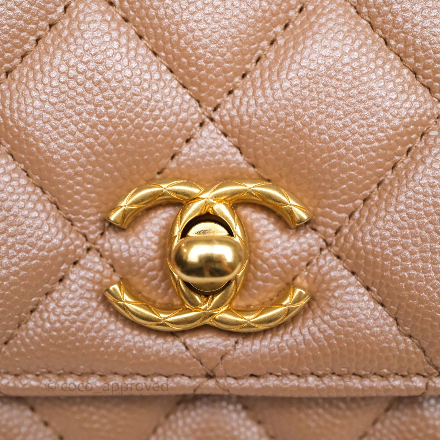 Chanel Wallet On Chain WOC Adjustable CC Chain Beige Iridescent Caviar Aged Gold Hardware