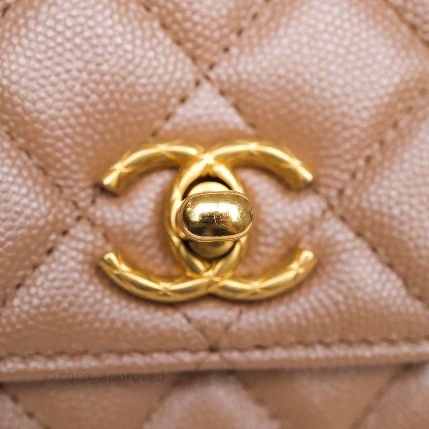 Chanel Wallet On Chain WOC Adjustable CC Chain Beige Iridescent Caviar Aged Gold Hardware