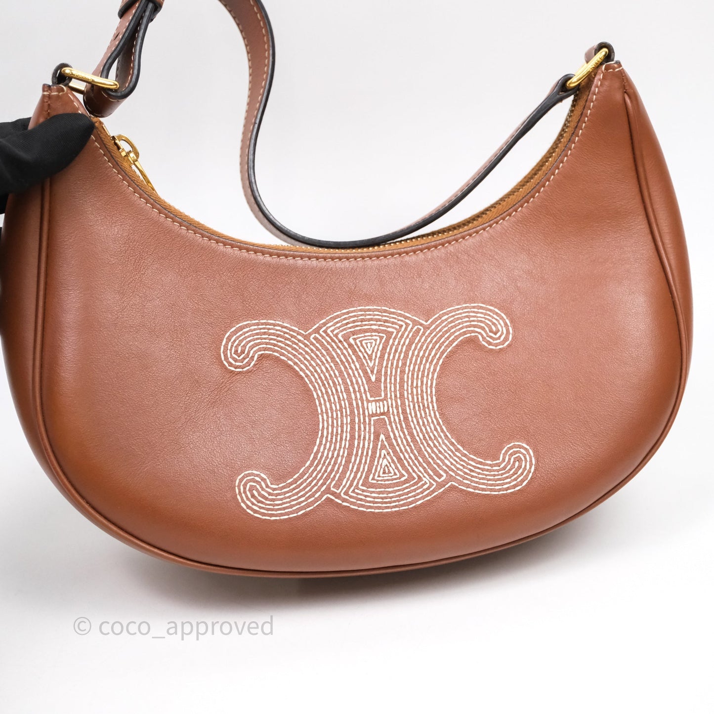 Celine Medium Ava Triomphe Logo Bag Tan Calfskin