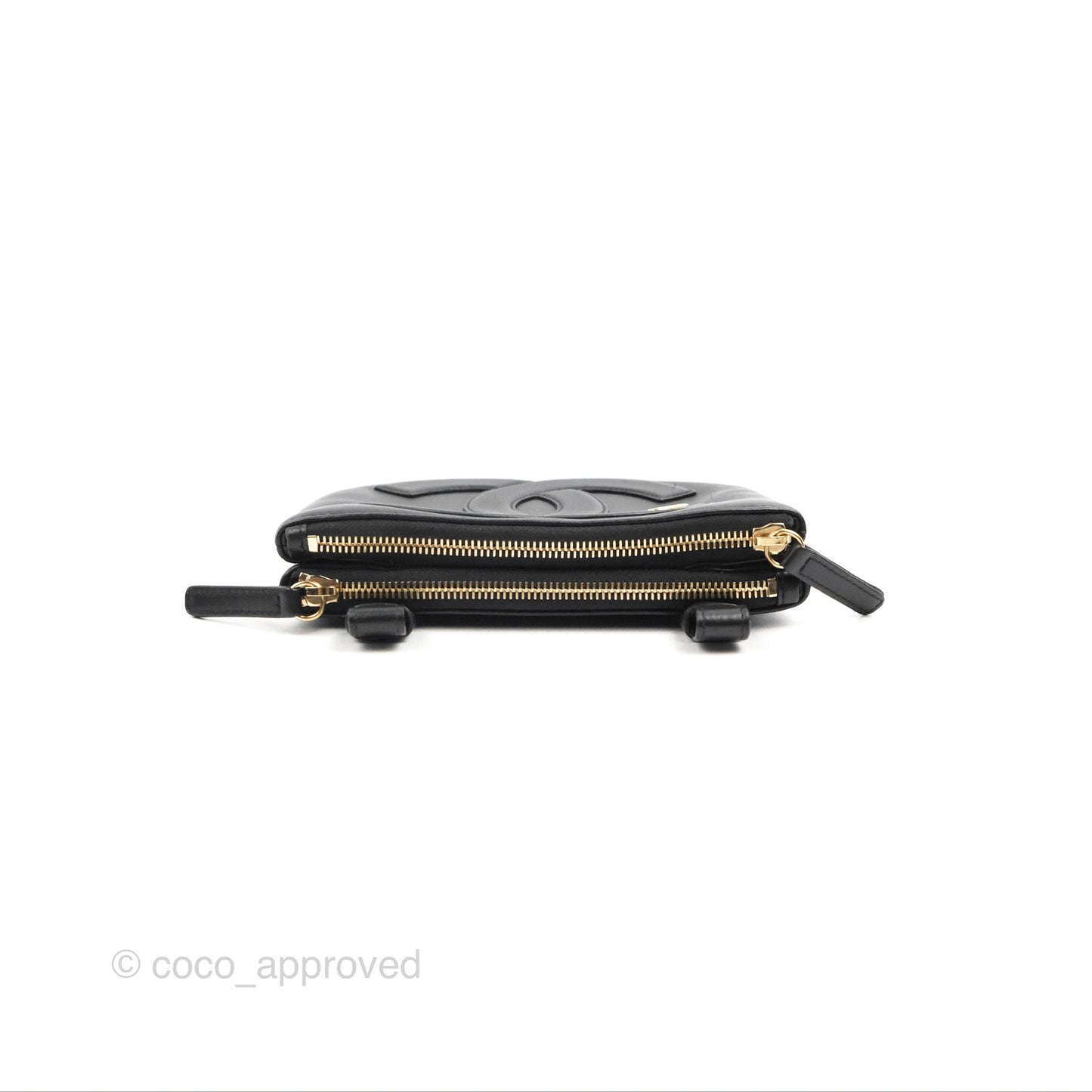 Chanel CC Mania Waist Belt Bag Black Lambskin Gold Hardware
