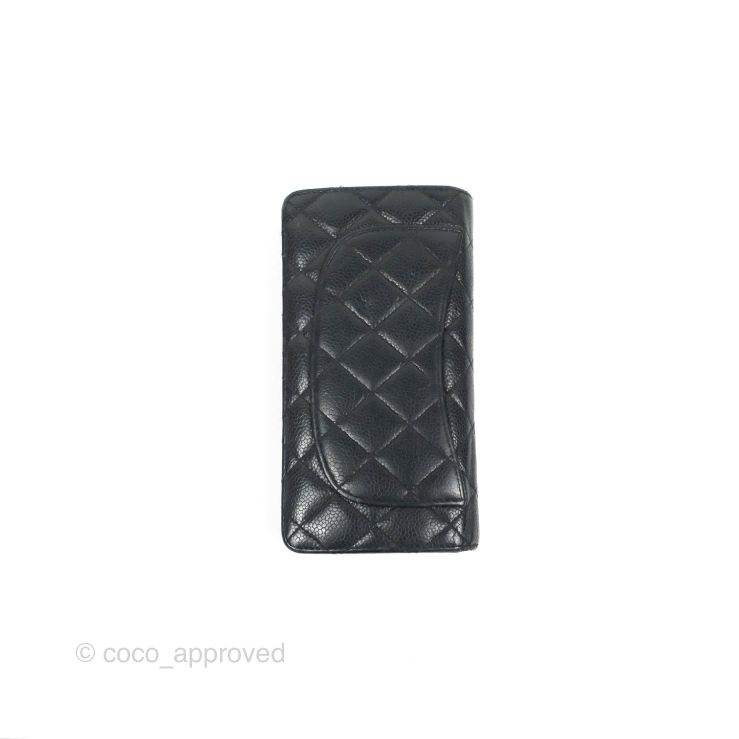 Chanel Quilted Long Wallet Black Caviar Silver Hardware