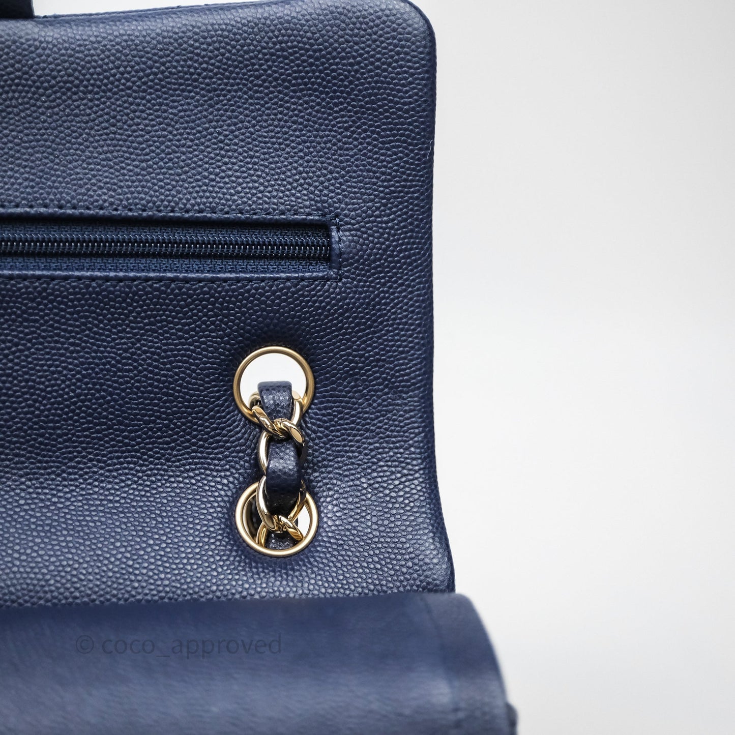 Chanel Small Classic Flap Quilted Navy Caviar Gold Hardware