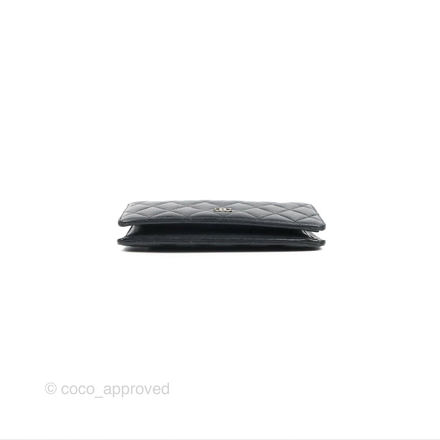 Chanel Quilted Long Wallet Black Caviar Silver Hardware