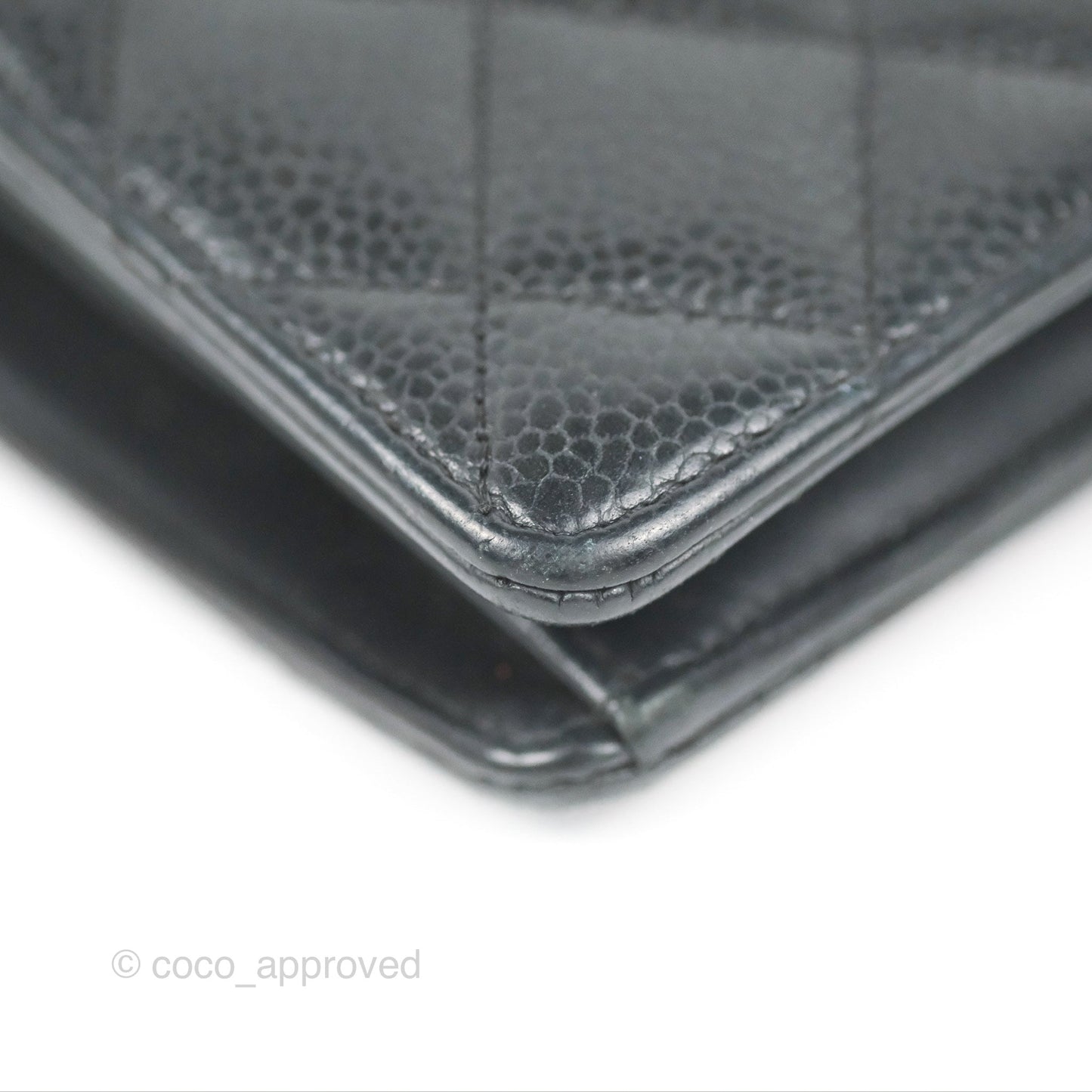 Chanel Quilted Long Wallet Black Caviar Silver Hardware