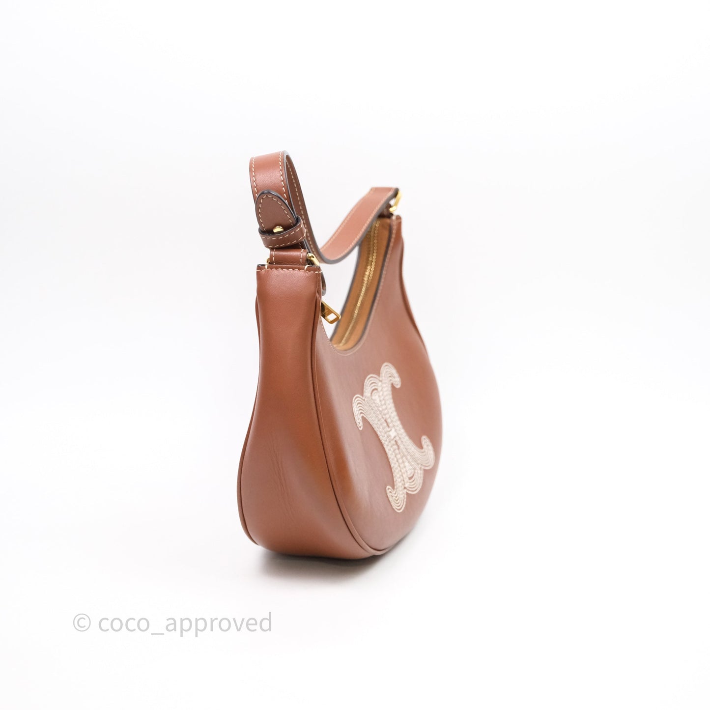 Celine Medium Ava Triomphe Logo Bag Tan Calfskin