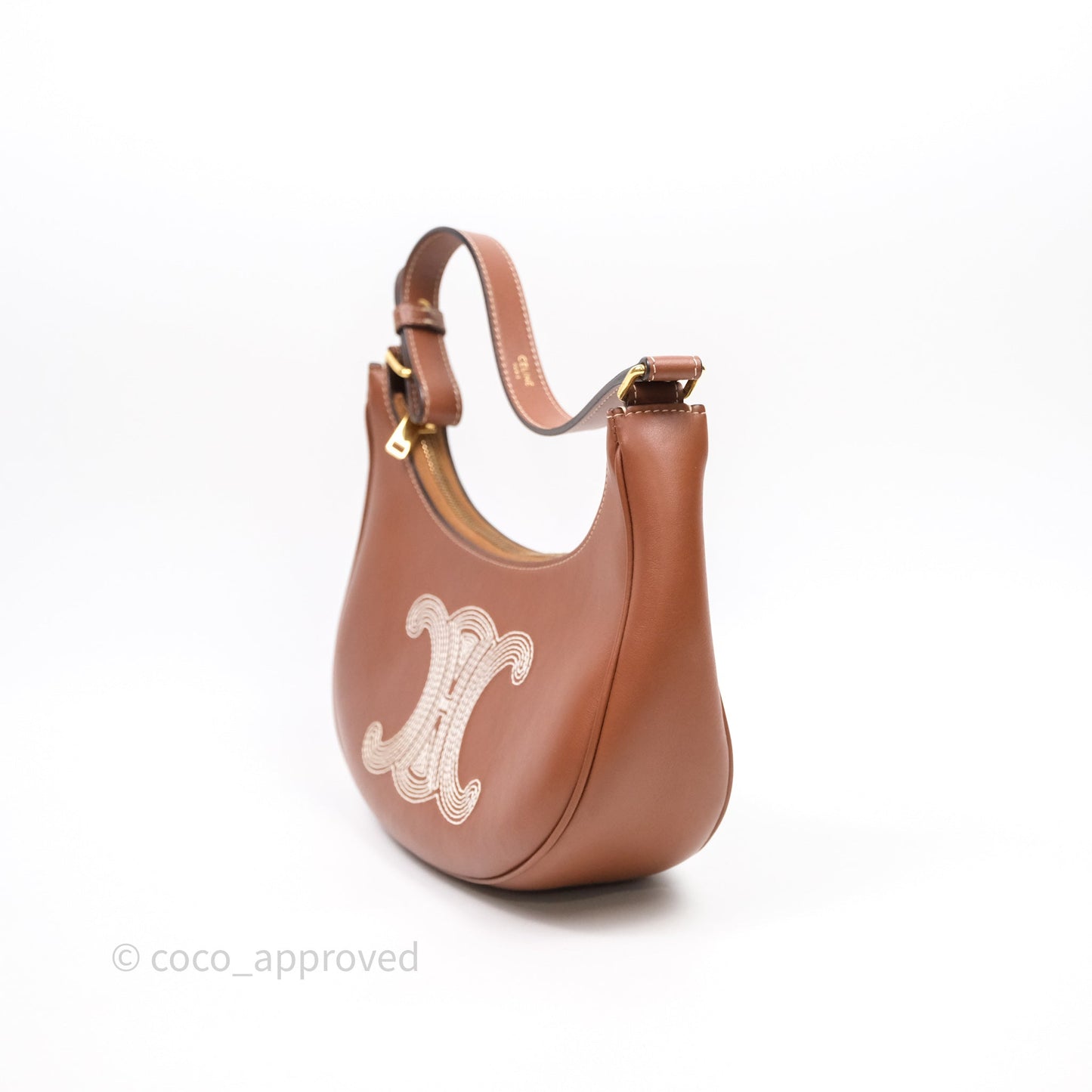 Celine Medium Ava Triomphe Logo Bag Tan Calfskin