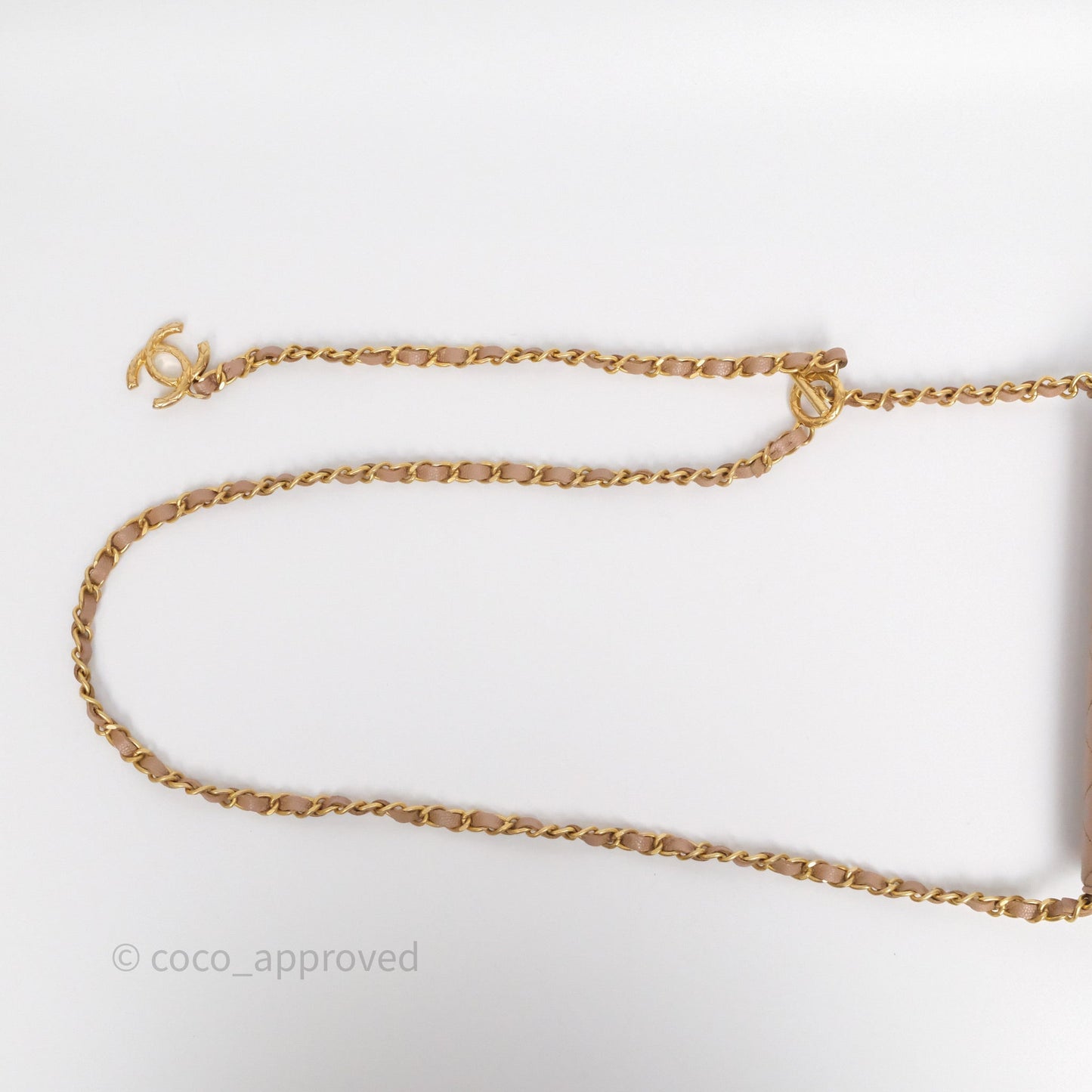 Chanel Wallet On Chain WOC Adjustable CC Chain Beige Iridescent Caviar Aged Gold Hardware