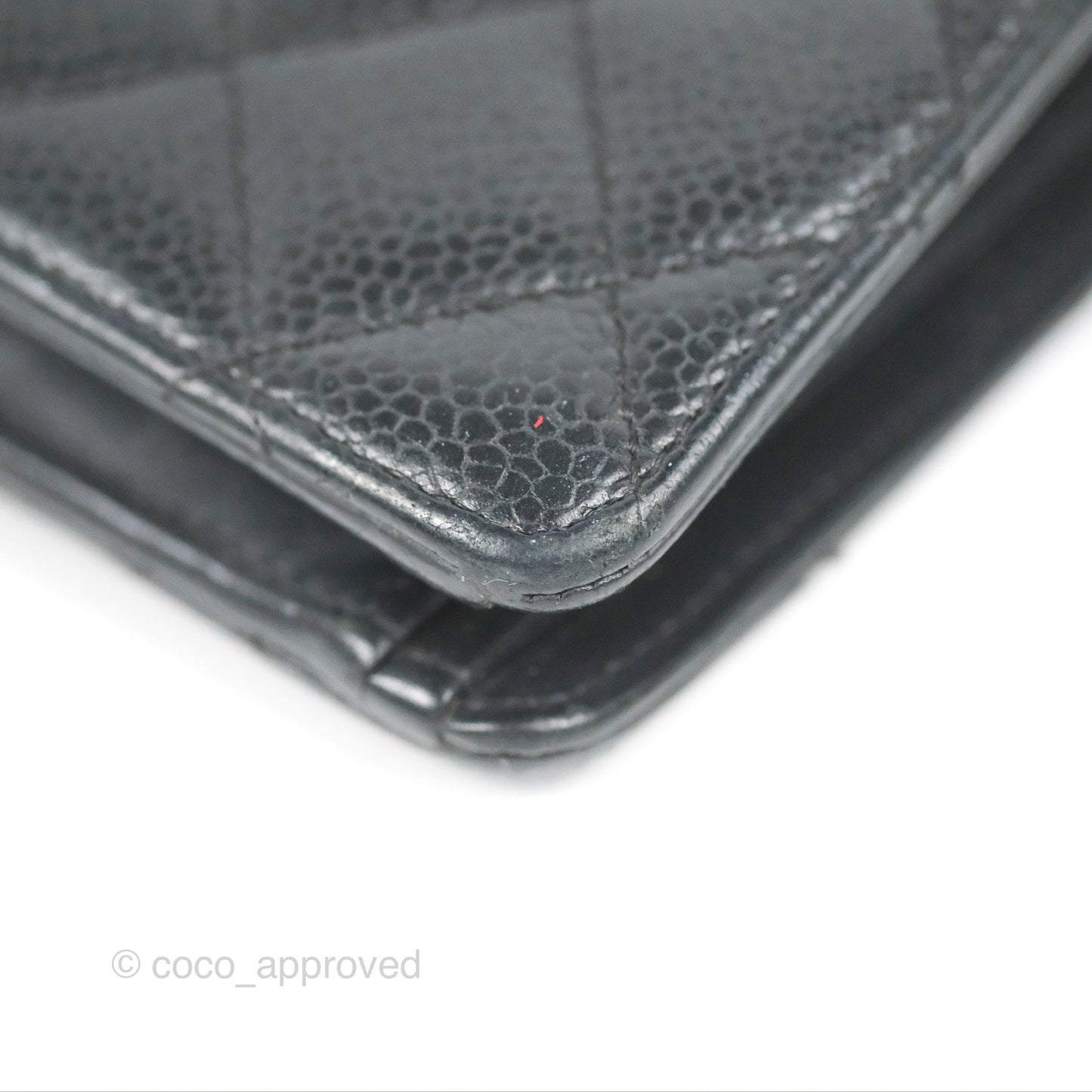 Chanel Quilted Long Wallet Black Caviar Silver Hardware