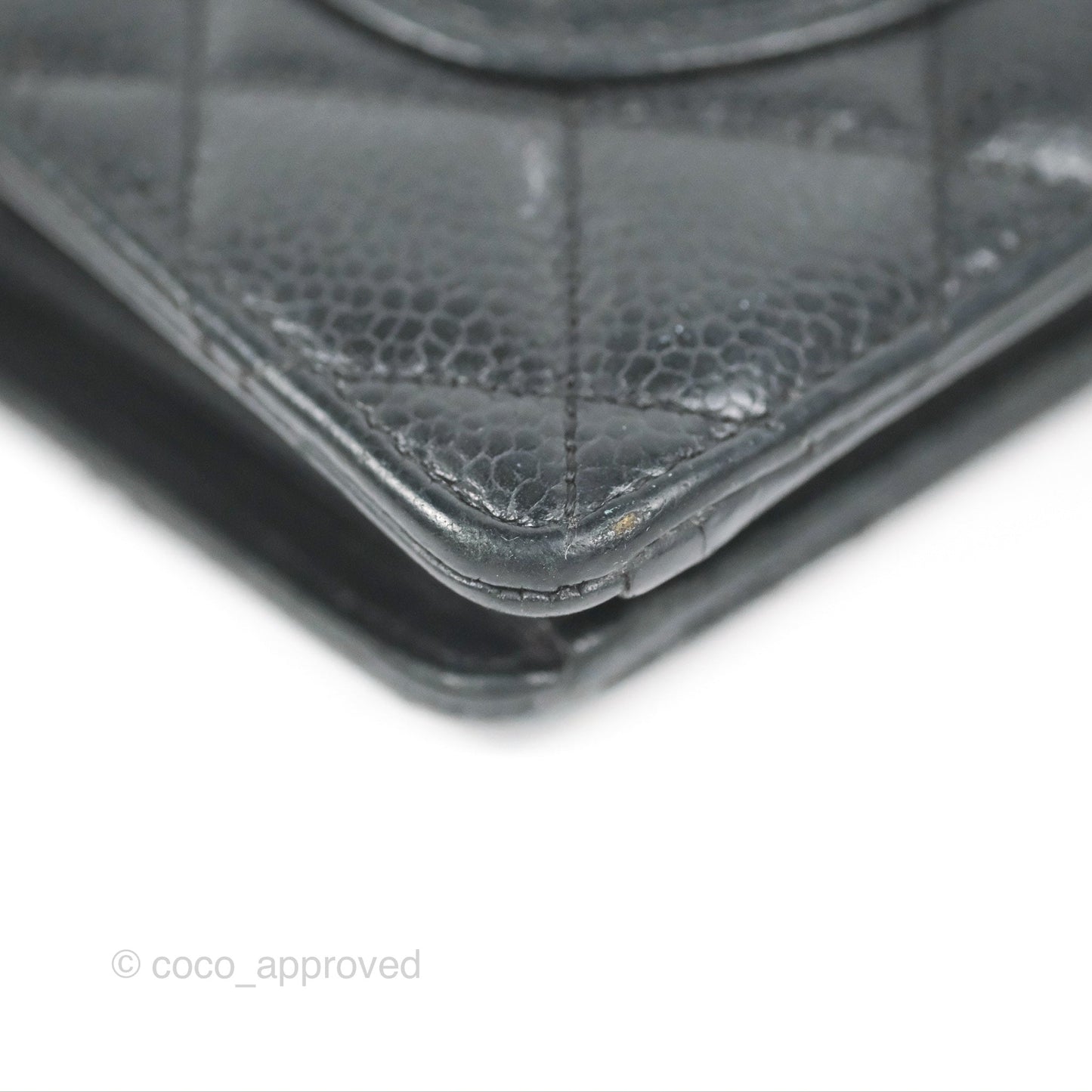 Chanel Quilted Long Wallet Black Caviar Silver Hardware
