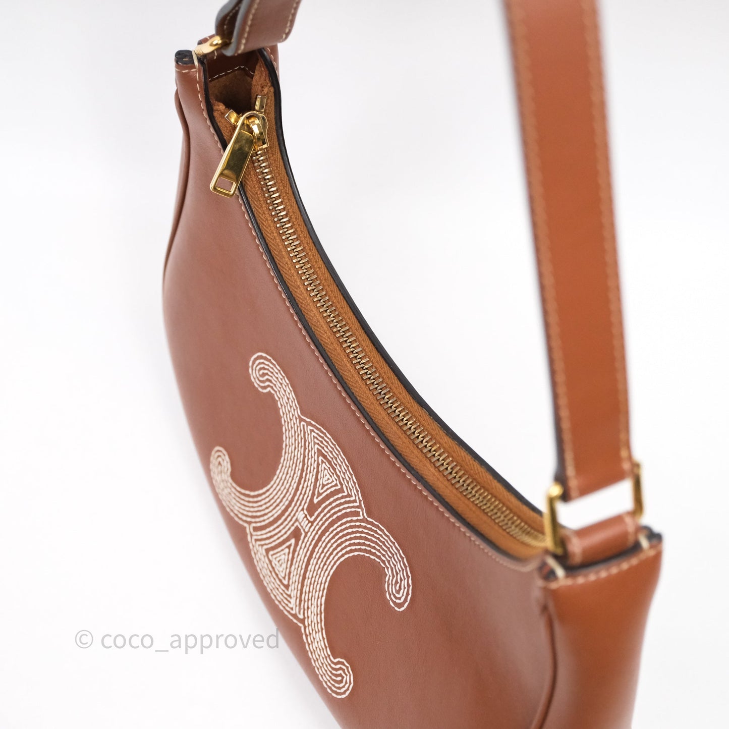 Celine Medium Ava Triomphe Logo Bag Tan Calfskin