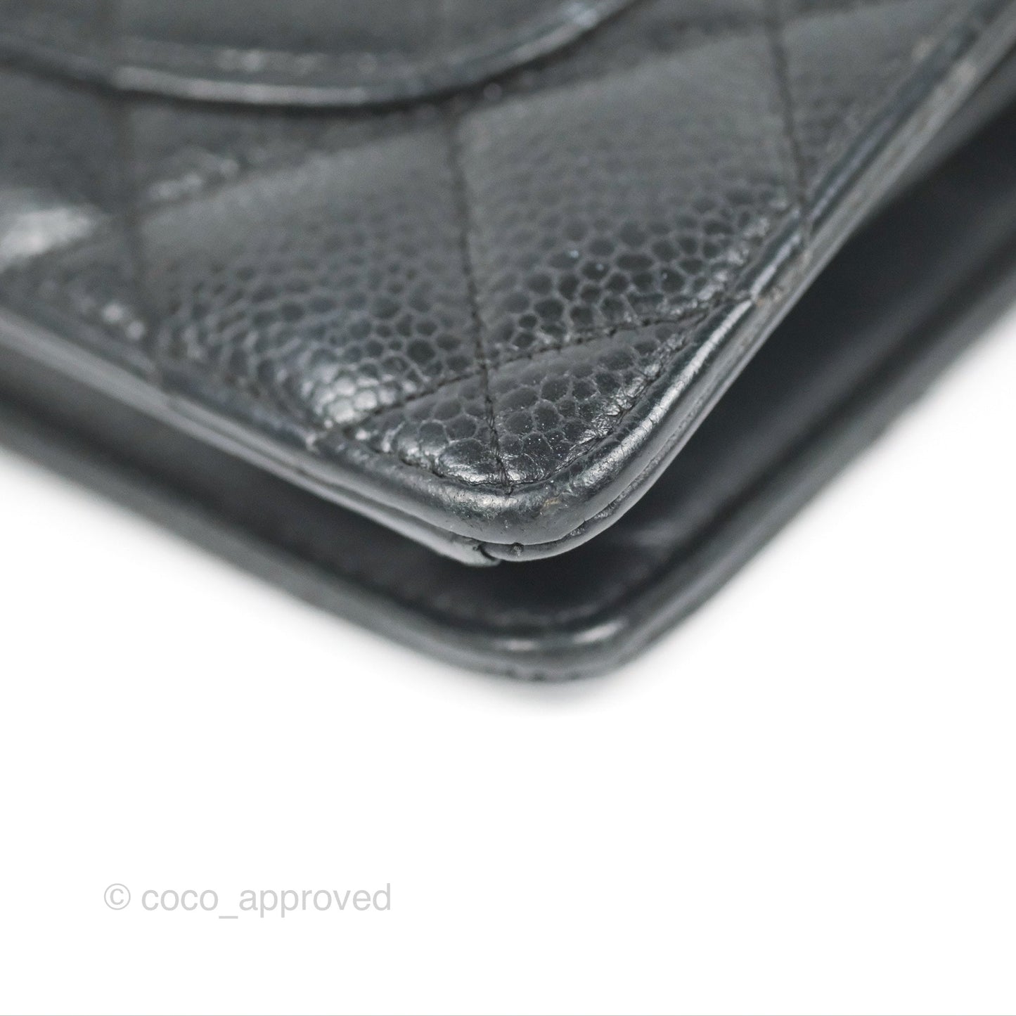 Chanel Quilted Long Wallet Black Caviar Silver Hardware