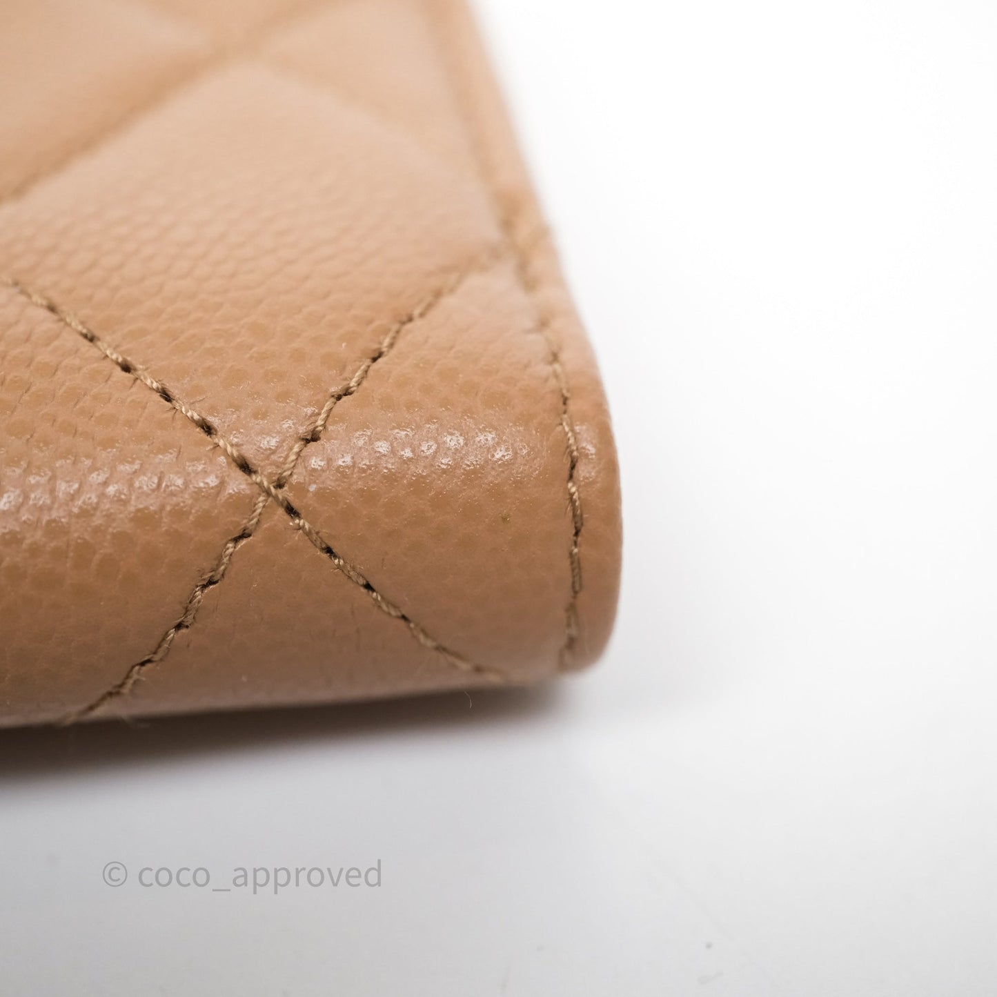 Chanel Quilted Zip Card Holder Dark Beige Caviar Gold Hardware 23S