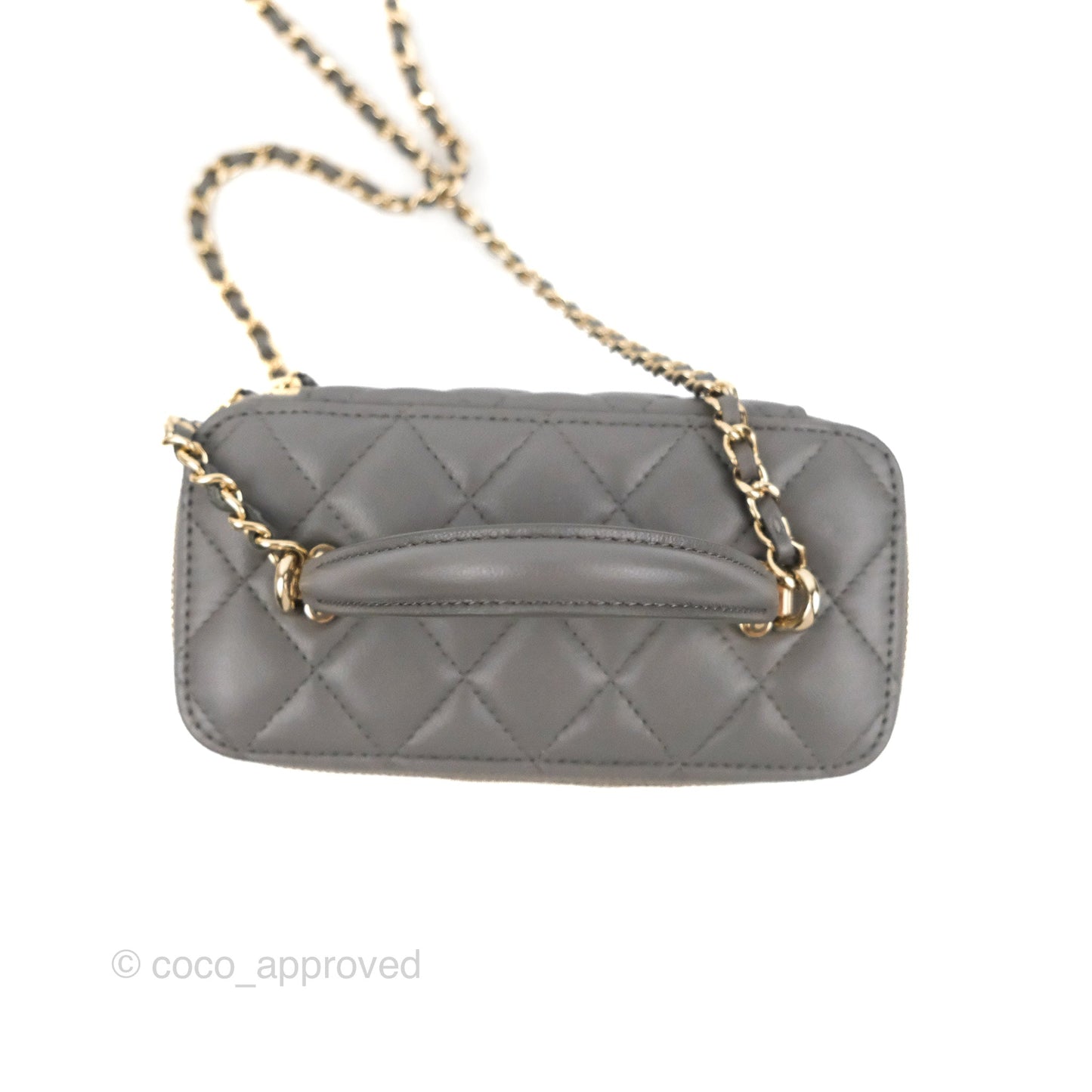 Chanel Vanity Rectangular Top Handle Dark Grey Lambskin Gold Hardware