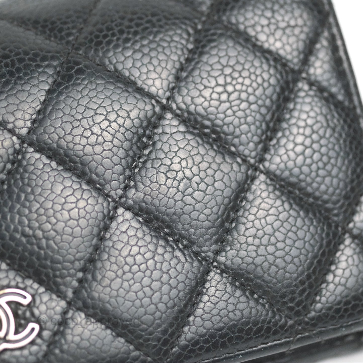 Chanel Quilted Long Wallet Black Caviar Silver Hardware