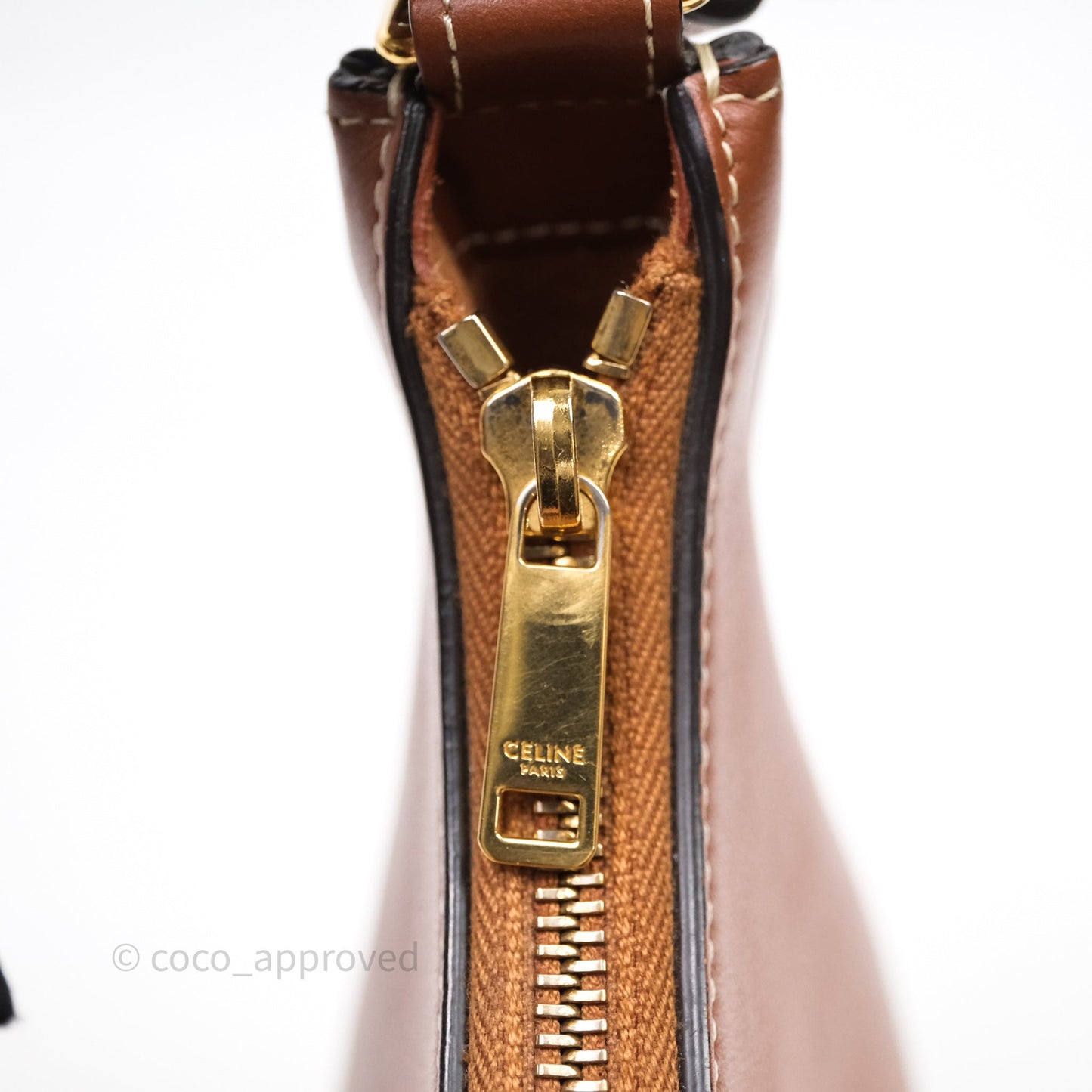 Celine Medium Ava Triomphe Logo Bag Tan Calfskin