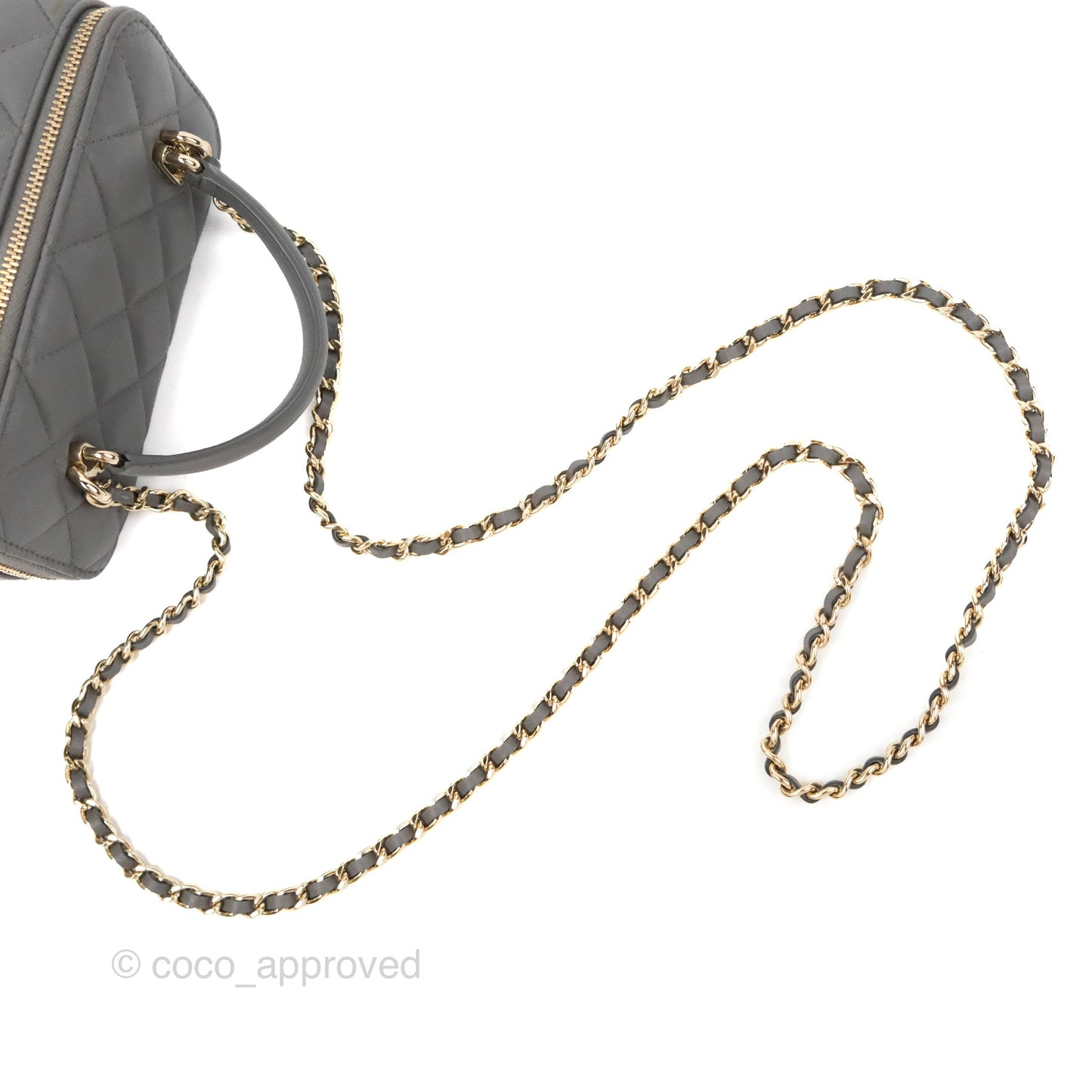 Chanel Vanity Rectangular Top Handle Dark Grey Lambskin Gold Hardware