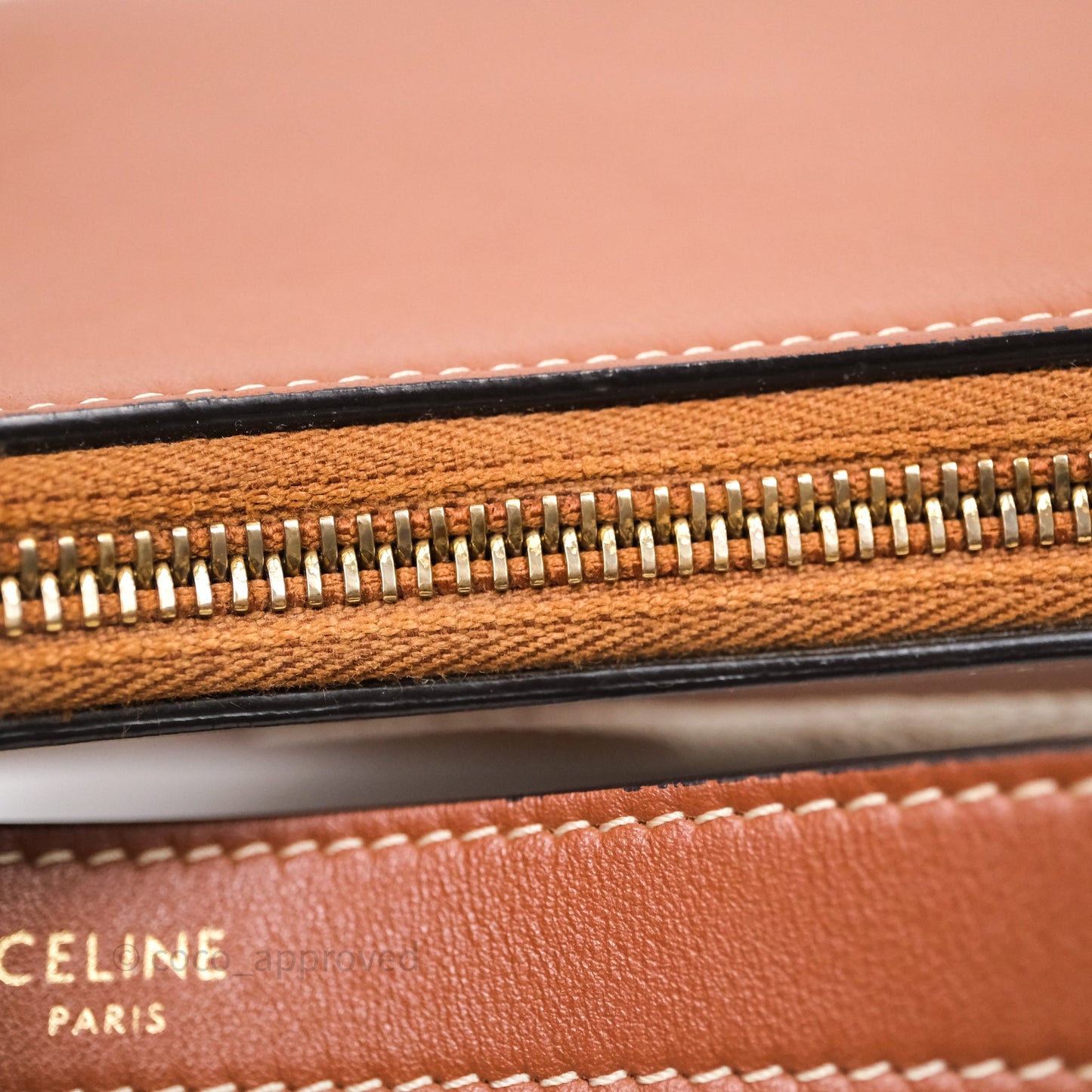 Celine Medium Ava Triomphe Logo Bag Tan Calfskin