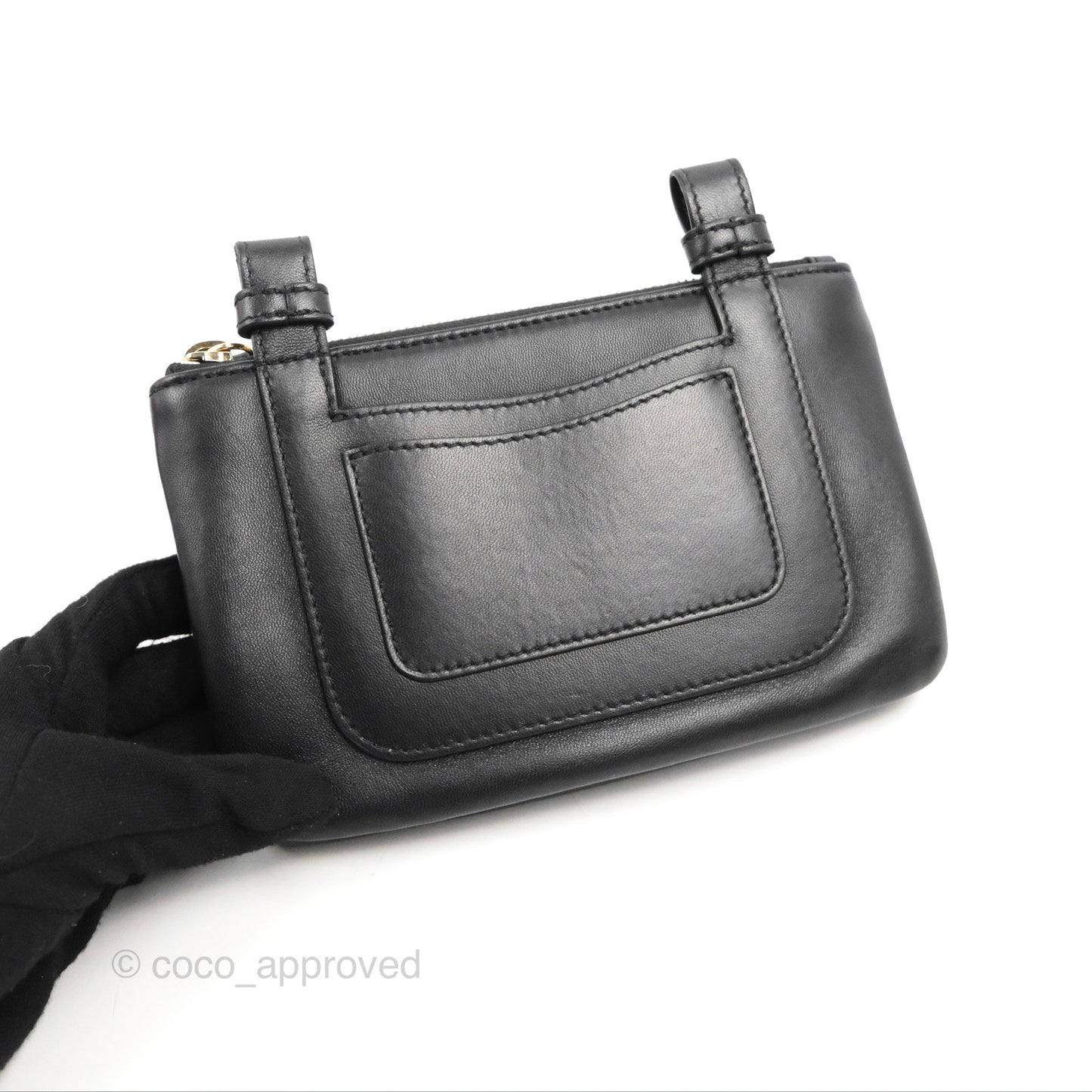 Chanel CC Mania Waist Belt Bag Black Lambskin Gold Hardware