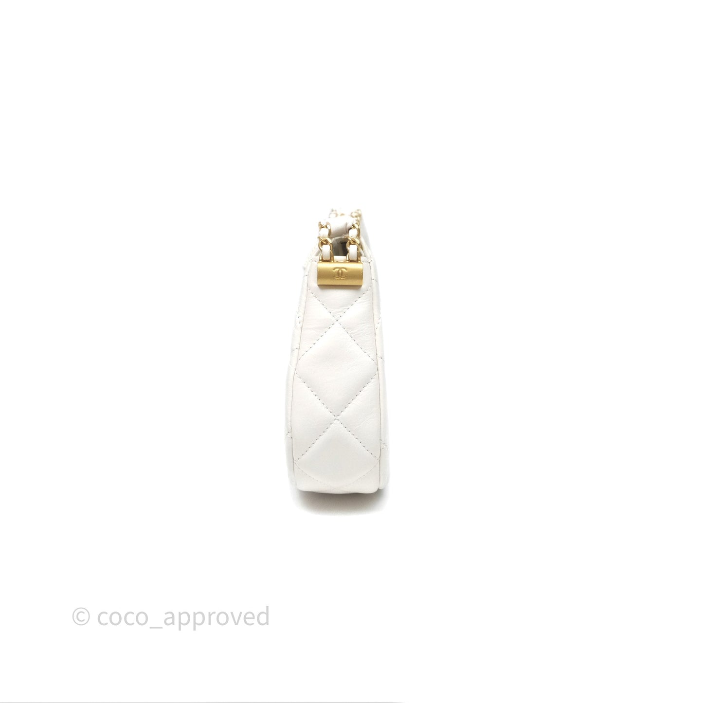 Chanel Hobo Bag White Aged Calfskin Aged Gold Hardware