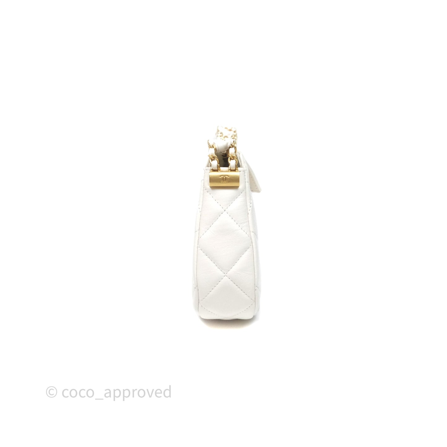 Chanel Hobo Bag White Aged Calfskin Aged Gold Hardware