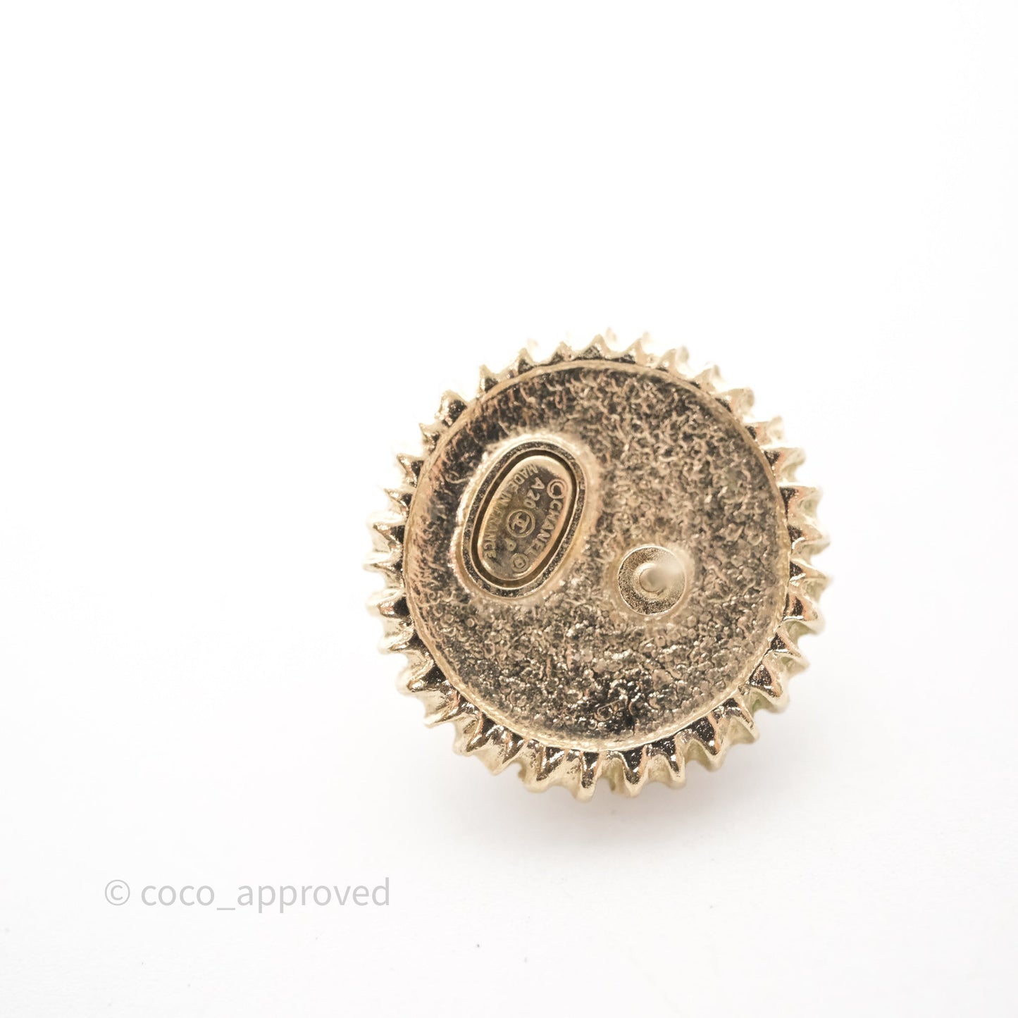 Chanel CC Pearl Crystal Round Earrings Gold Tone 20P
