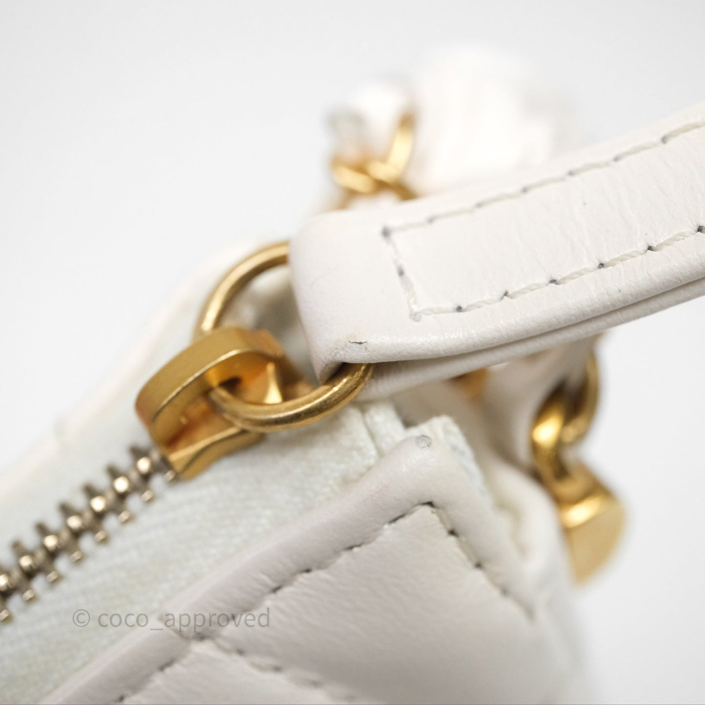 Chanel Hobo Bag White Aged Calfskin Aged Gold Hardware