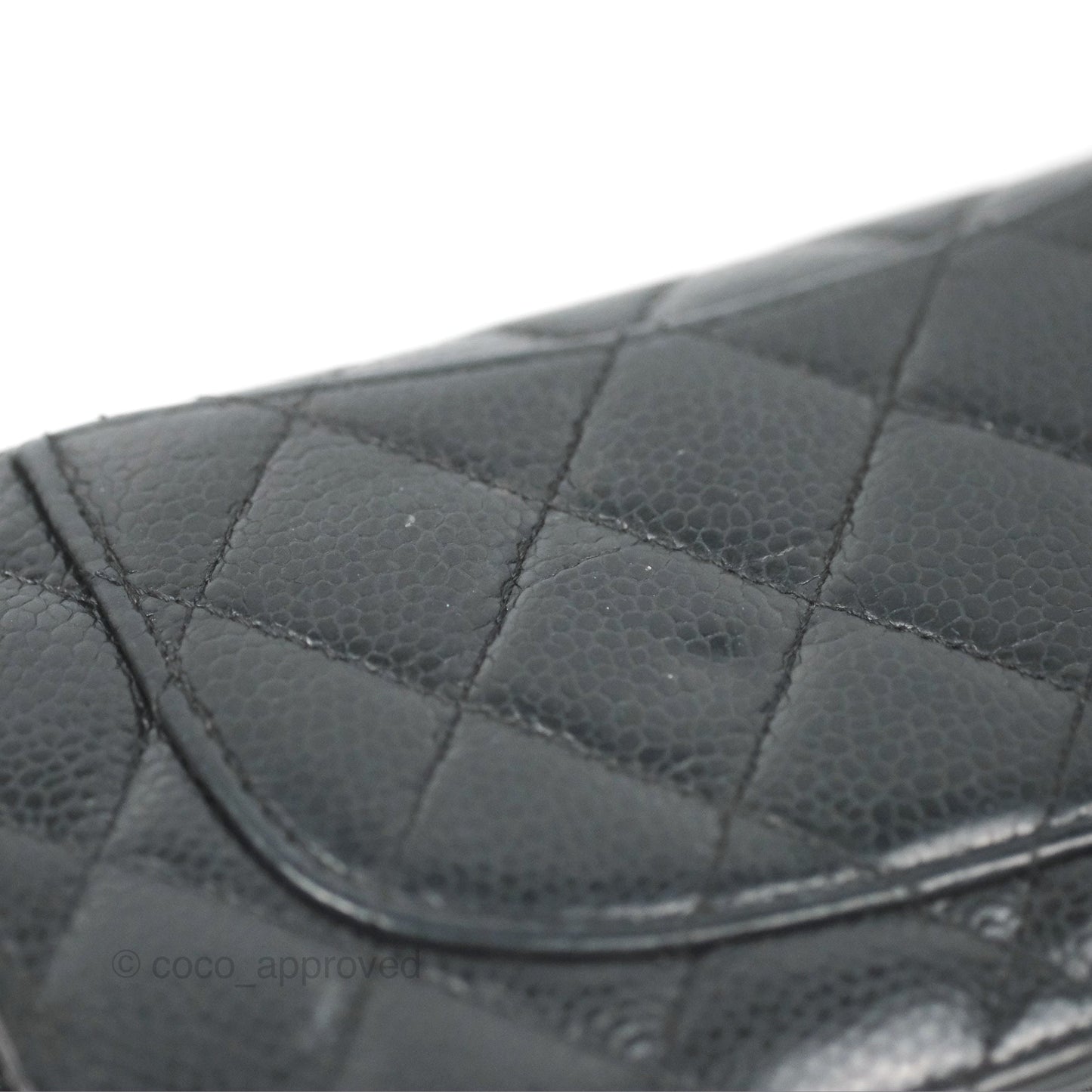Chanel Quilted Long Wallet Black Caviar Silver Hardware