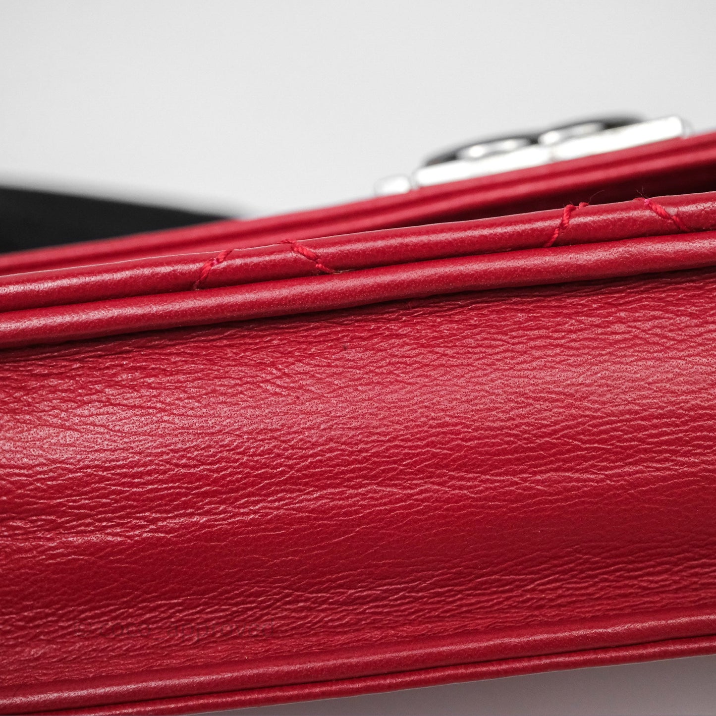Chanel Boy Wallet on Chain WOC Red Lambskin Dark Silver Hardware