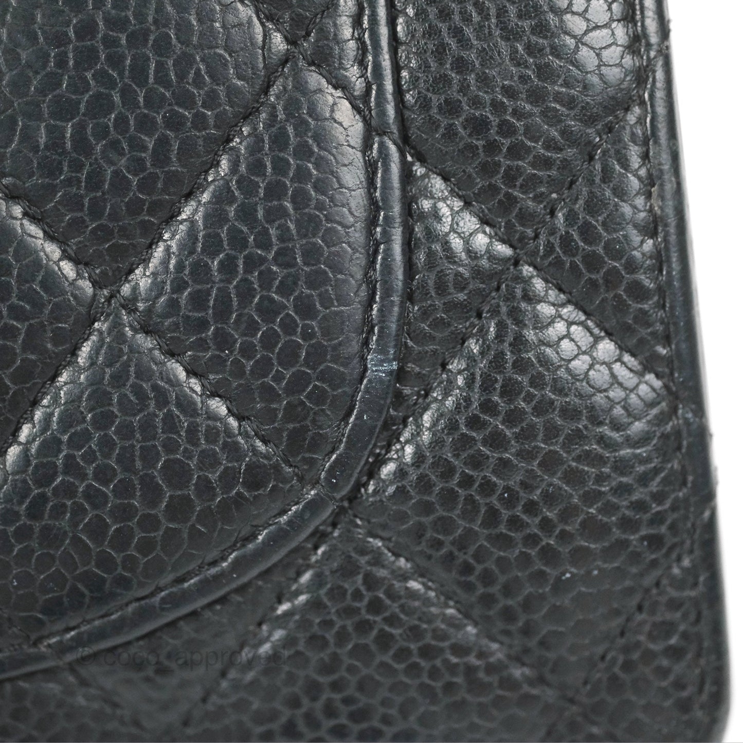 Chanel Quilted Long Wallet Black Caviar Silver Hardware