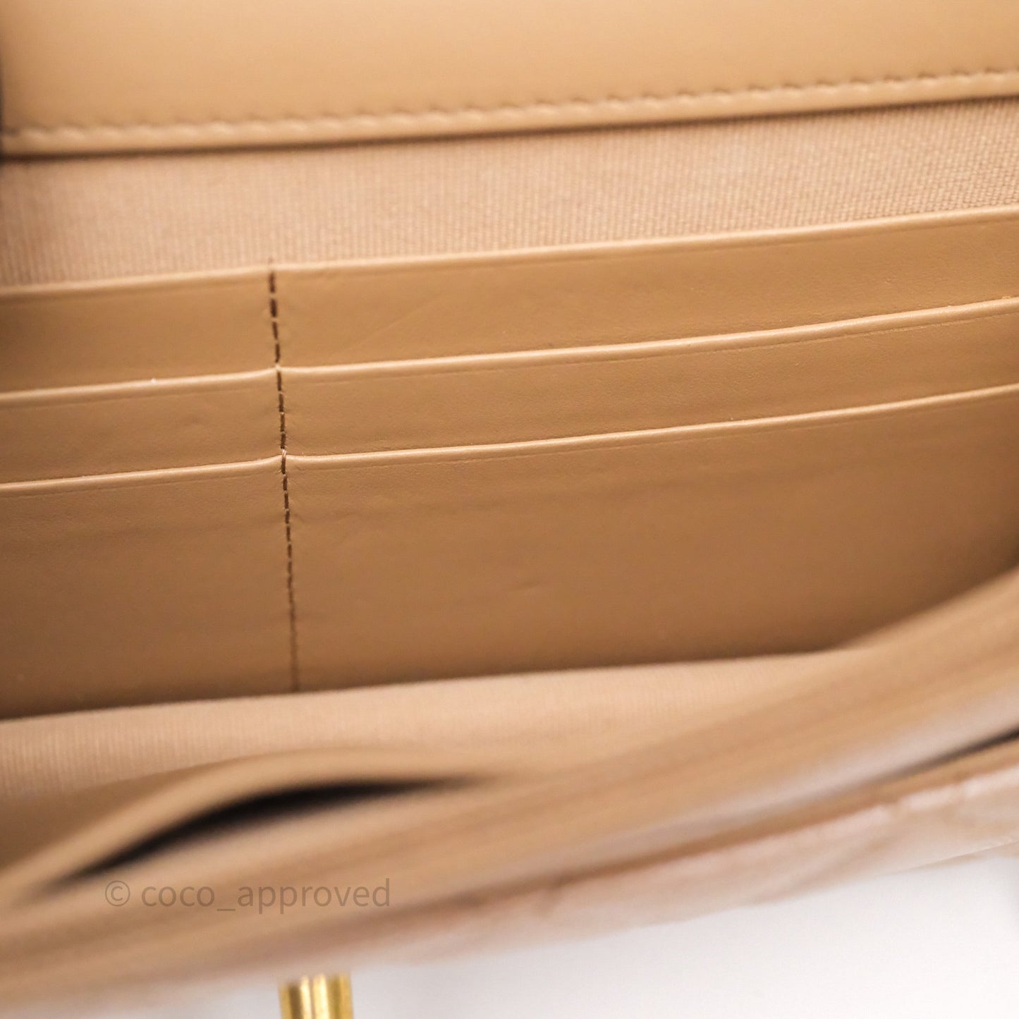 Chanel Wallet On Chain WOC Adjustable CC Chain Beige Iridescent Caviar Aged Gold Hardware