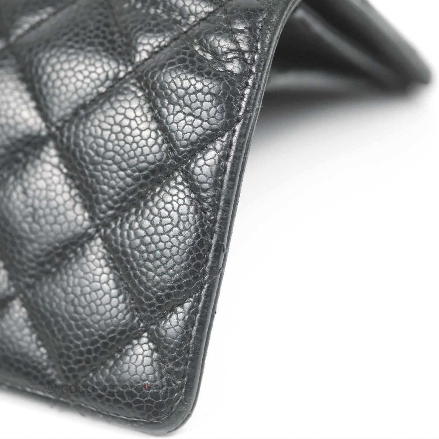 Chanel Quilted Long Wallet Black Caviar Silver Hardware