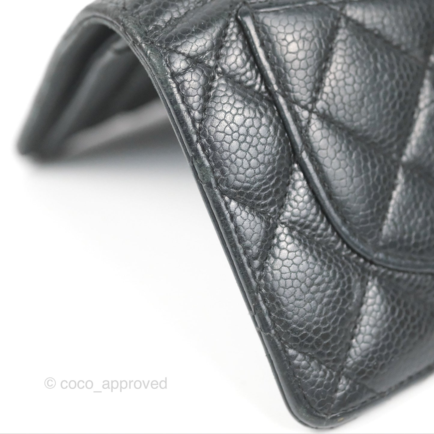Chanel Quilted Long Wallet Black Caviar Silver Hardware