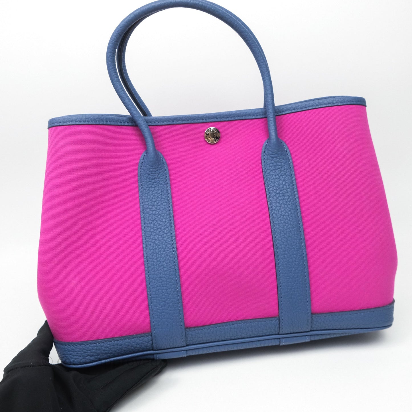 Hermès Garden Party 30 Canvas Magnolia 9I and Bleu Brighton 7E