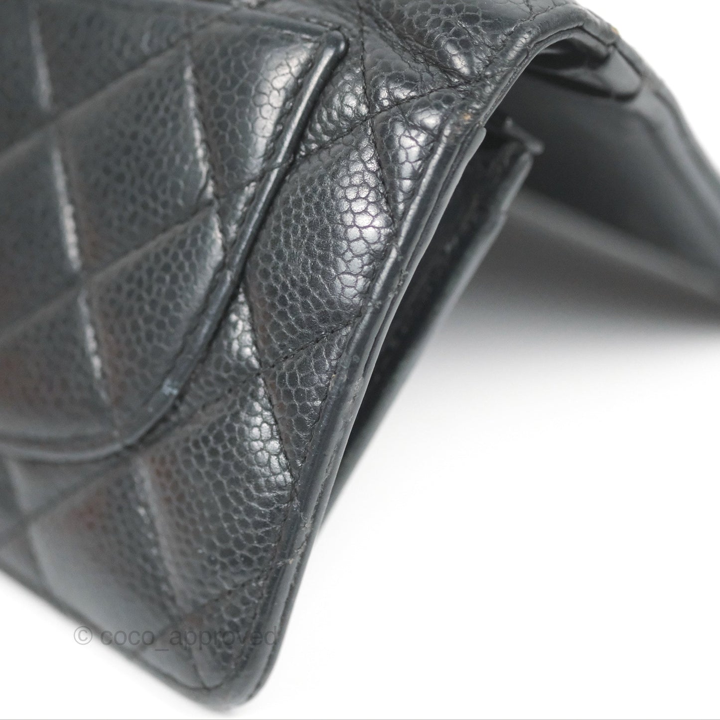Chanel Quilted Long Wallet Black Caviar Silver Hardware