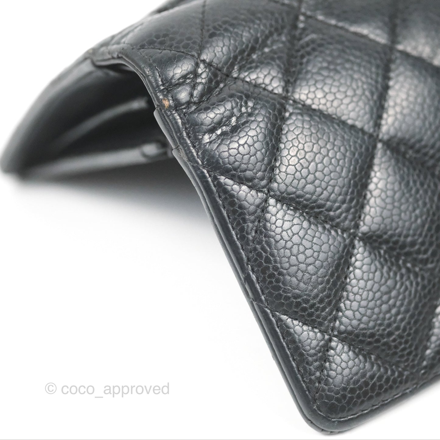 Chanel Quilted Long Wallet Black Caviar Silver Hardware