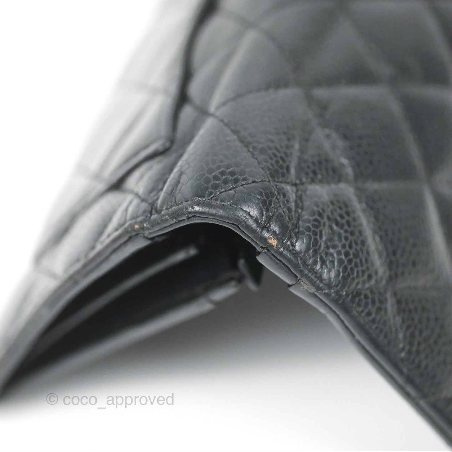 Chanel Quilted Long Wallet Black Caviar Silver Hardware