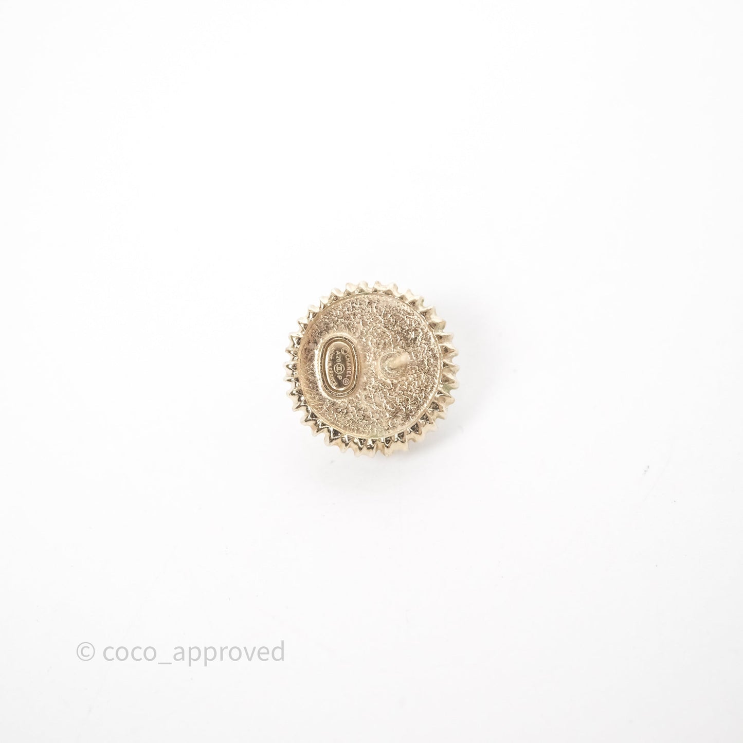 Chanel CC Pearl Crystal Round Earrings Gold Tone 20P