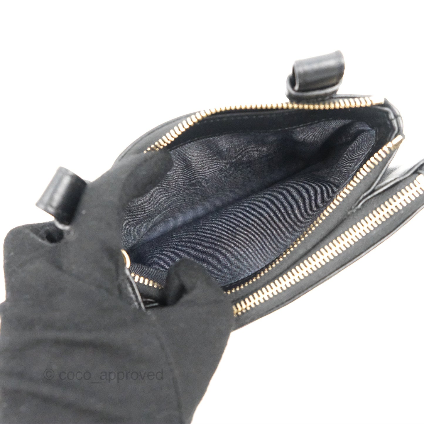 Chanel CC Mania Waist Belt Bag Black Lambskin Gold Hardware